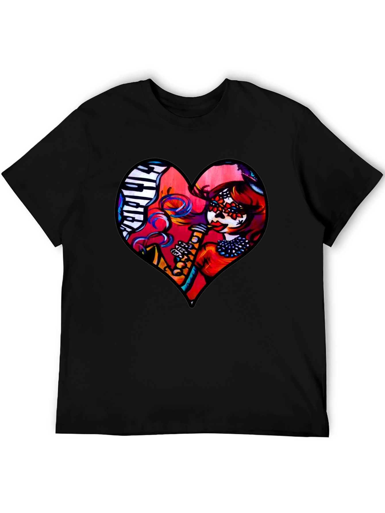 Heart Shaped Dia de Los Muertos T-Shirt