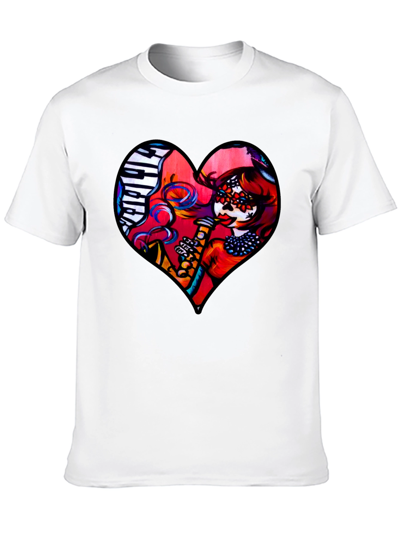 Heart Shaped Dia de Los Muertos T-Shirt