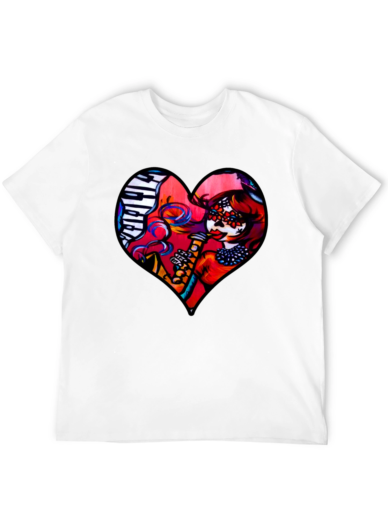 Heart Shaped Dia de Los Muertos T-Shirt