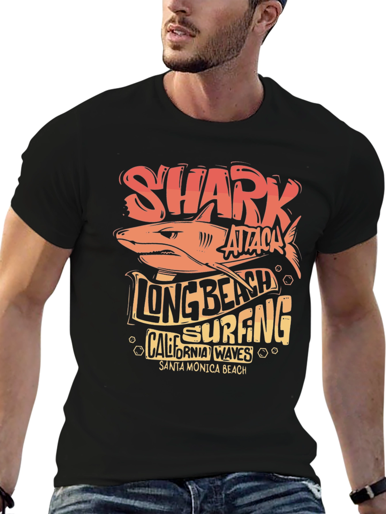 Shark Attack Long Beach Surfing Tee