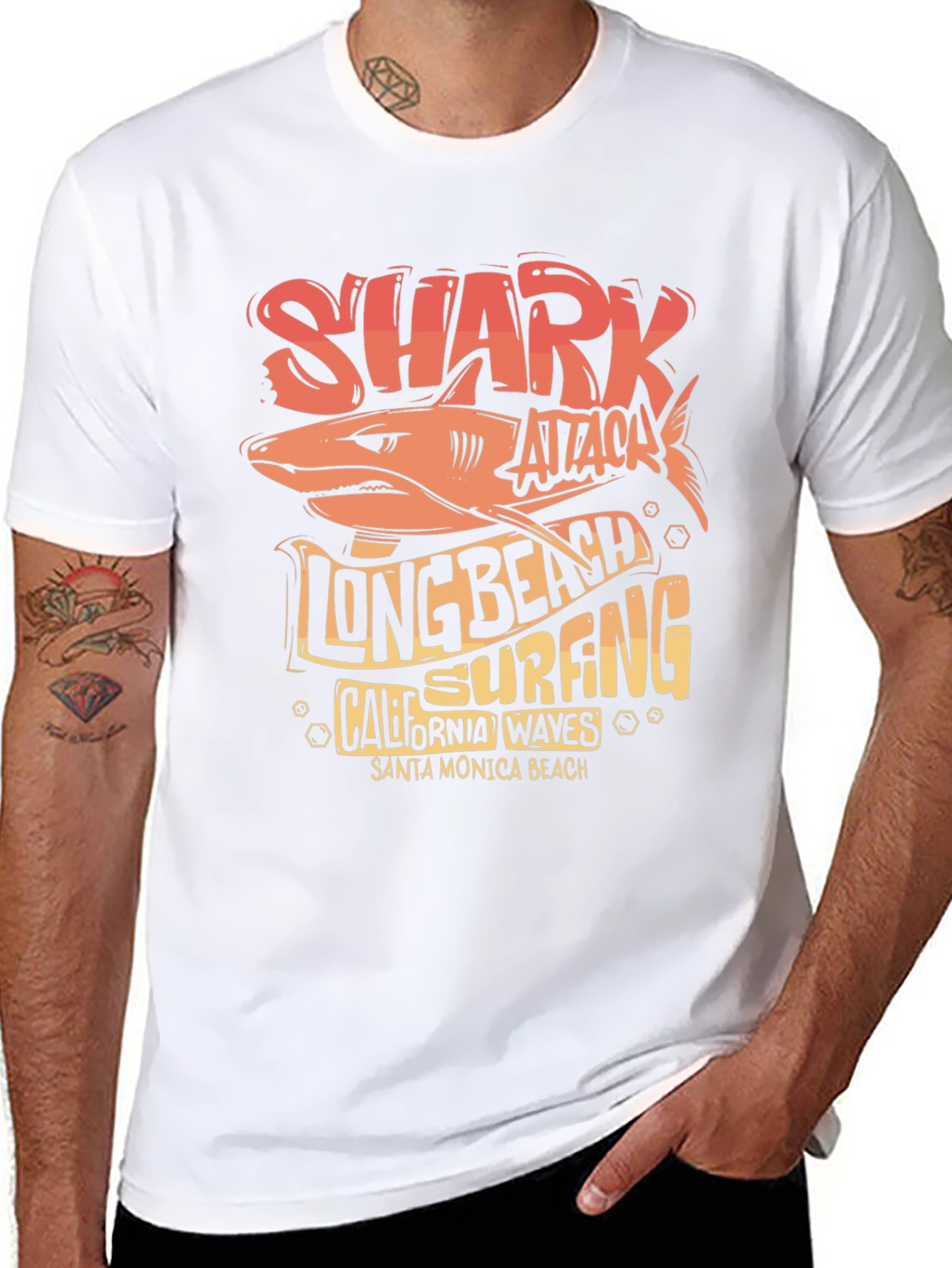 Shark Attack Long Beach Surfing Tee