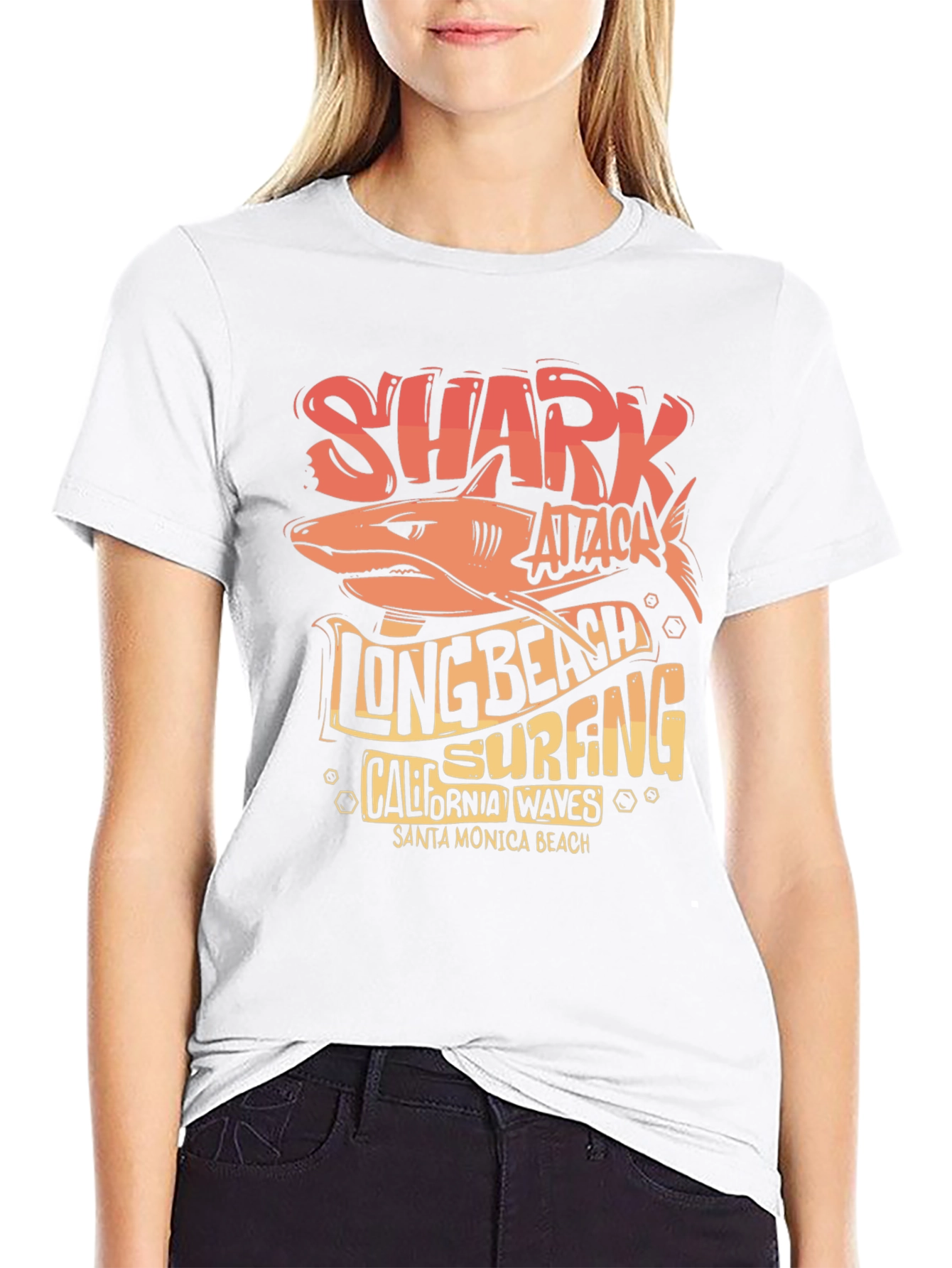 Shark Attack Long Beach Surfing Tee
