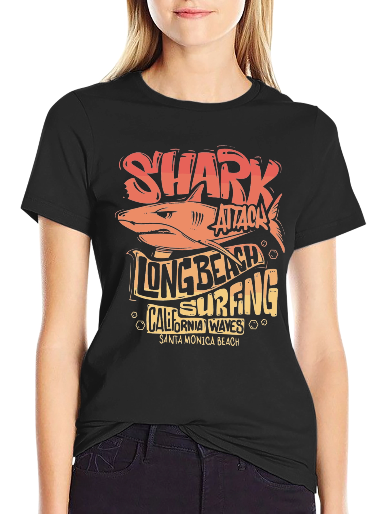 Shark Attack Long Beach Surfing Tee