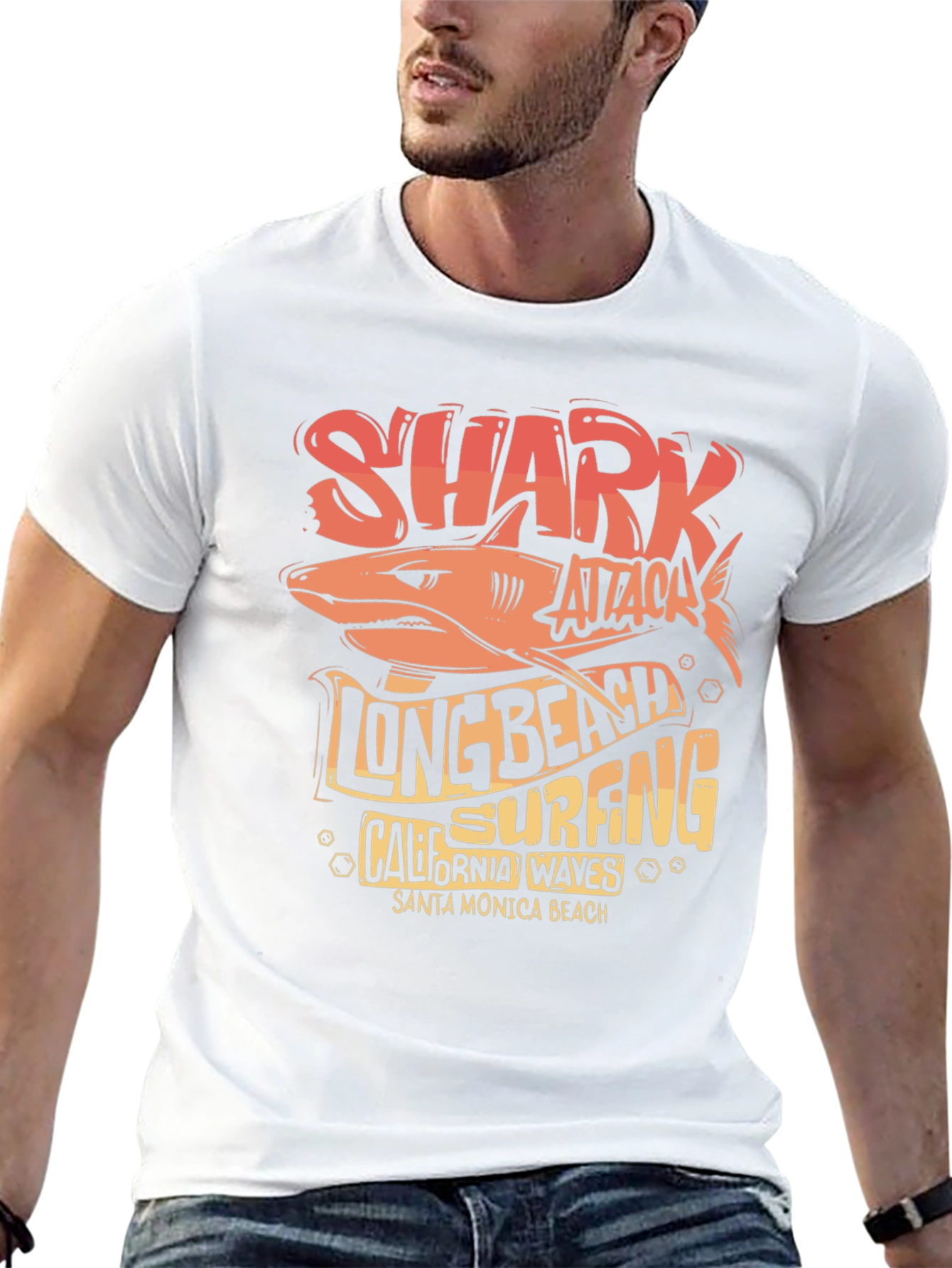 Shark Attack Long Beach Surfing Tee