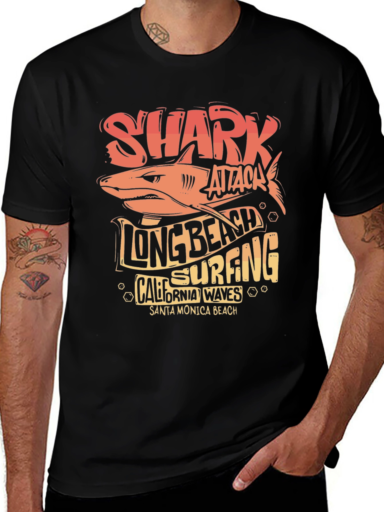 Shark Attack Long Beach Surfing Tee