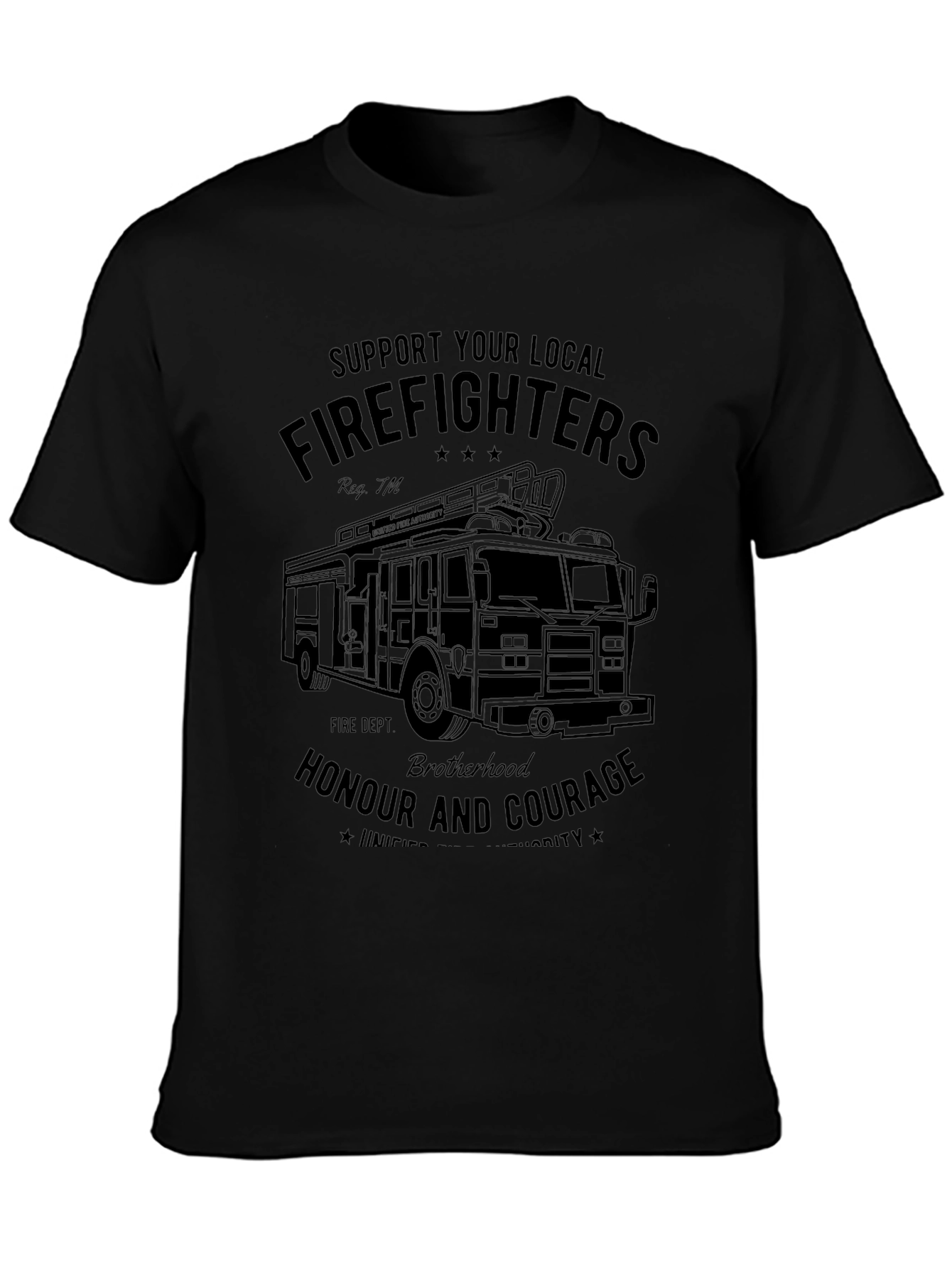 Support Your Local Firefighters Black T-Shirt