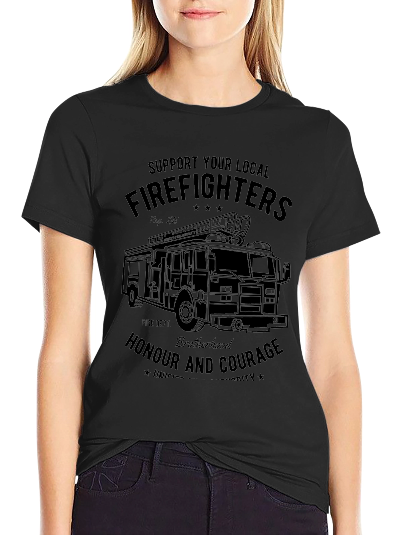 Support Your Local Firefighters Black T-Shirt