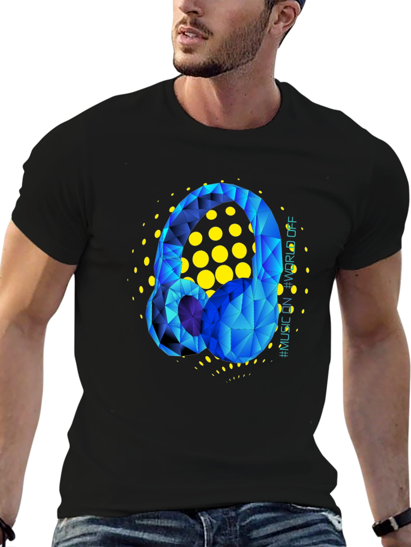 Geometric Headphones Graphic T-Shirt