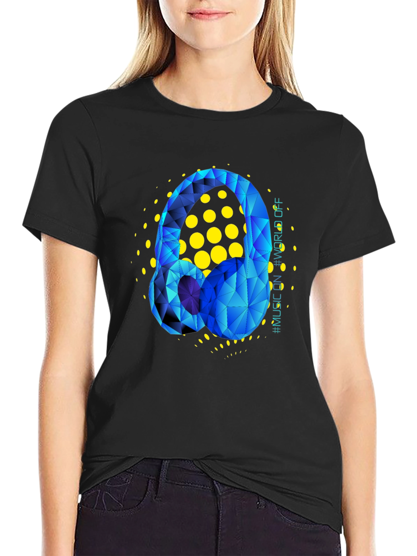 Geometric Headphones Graphic T-Shirt