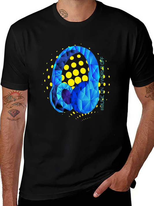 Geometric Headphones Graphic T-Shirt