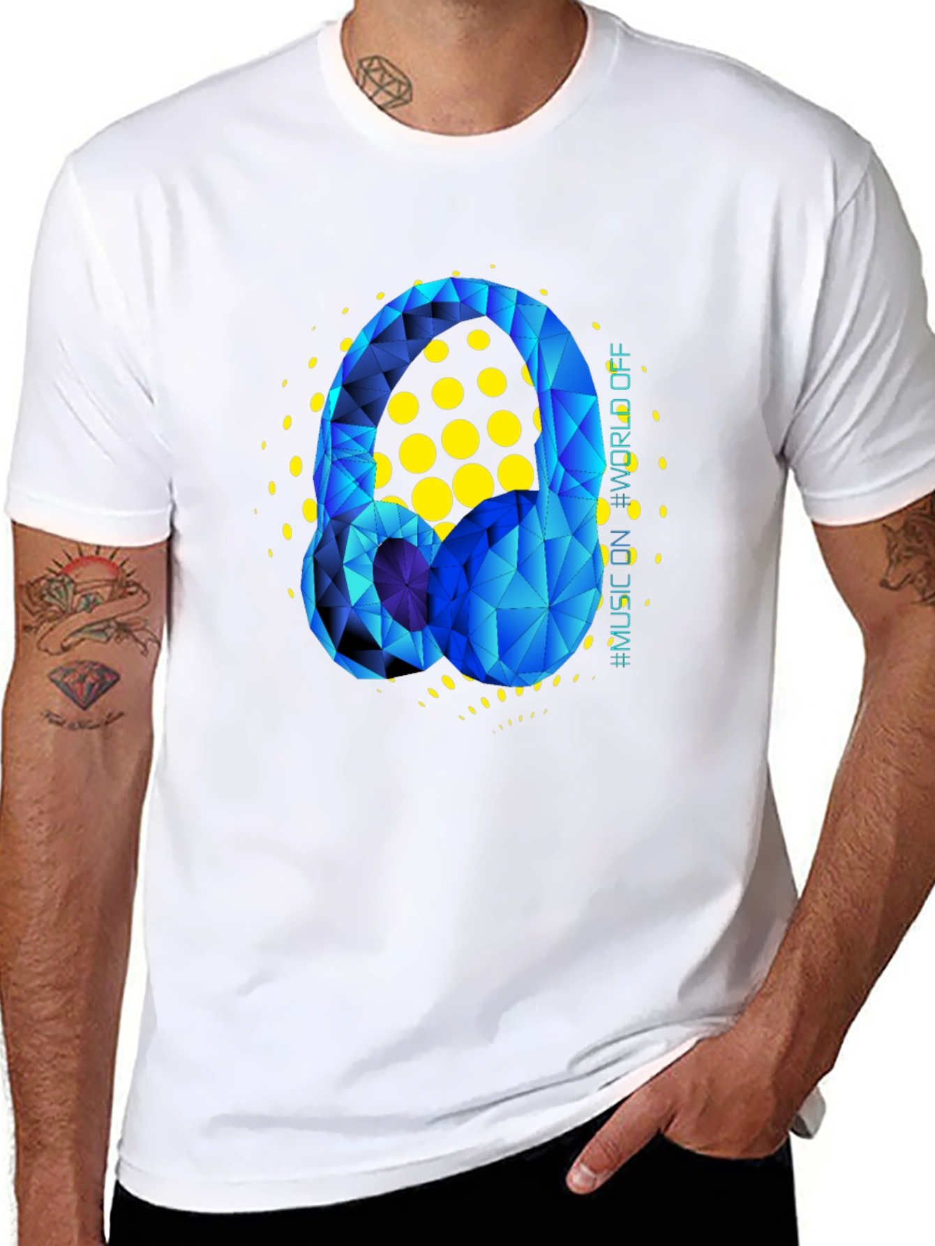 Geometric Headphones Graphic T-Shirt