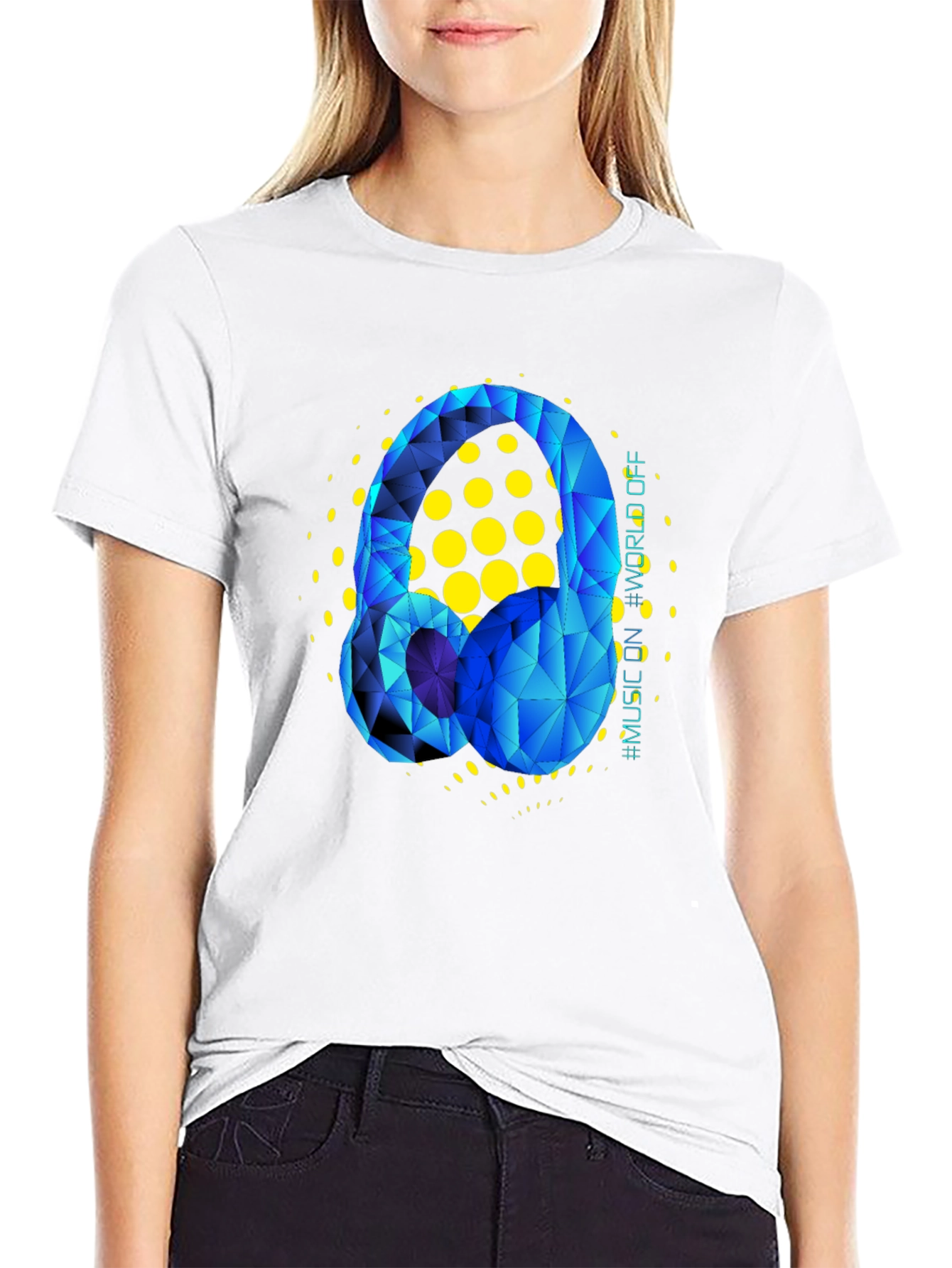 Geometric Headphones Graphic T-Shirt