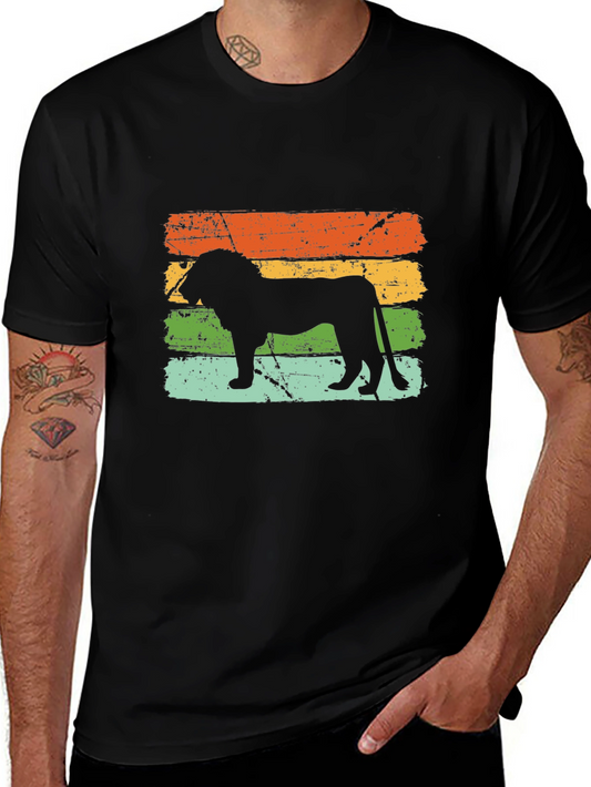 Retro Lion Graphic Tee - Vintage Style Black T-Shirt