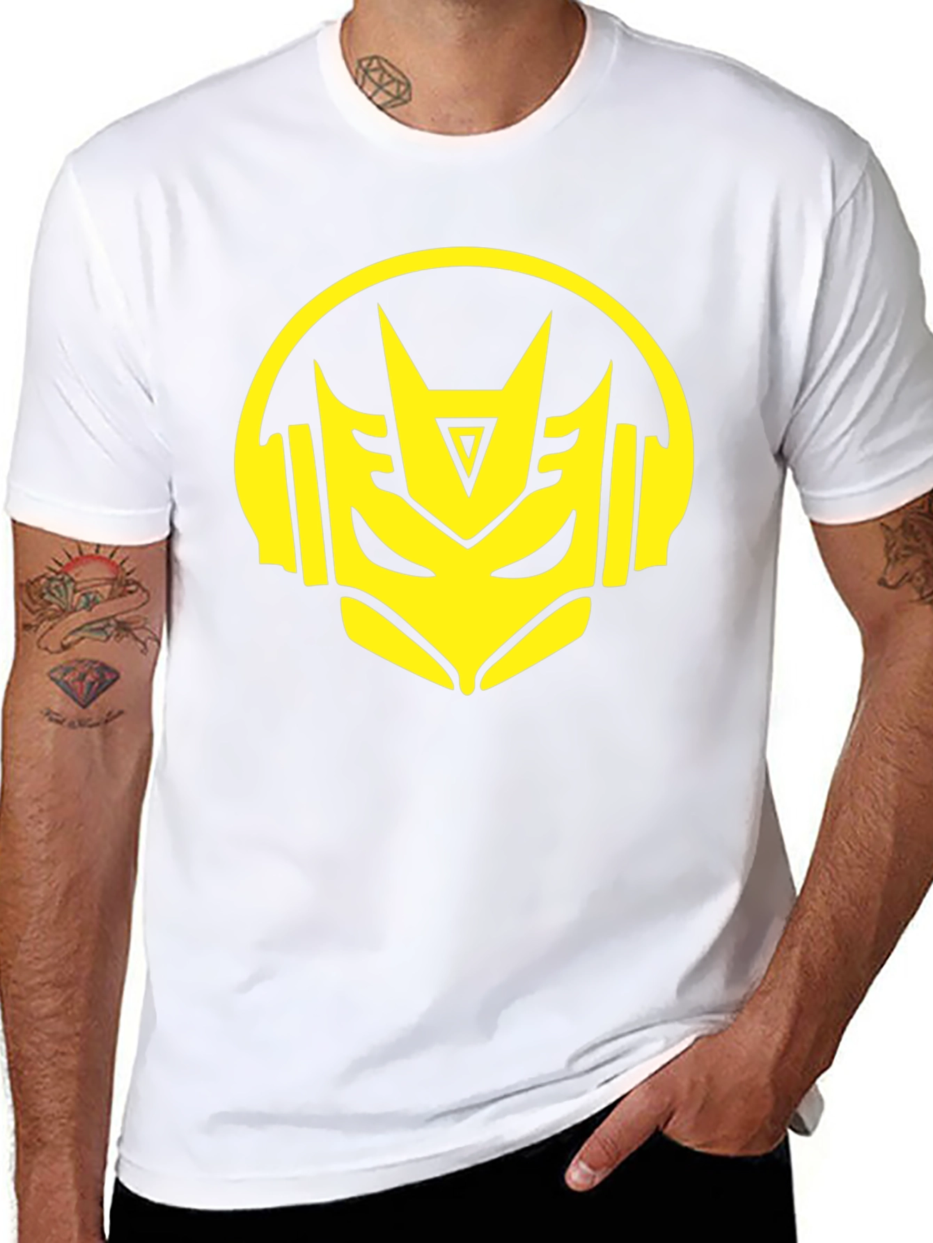 Robot Headphone Graphic Black T-Shirt