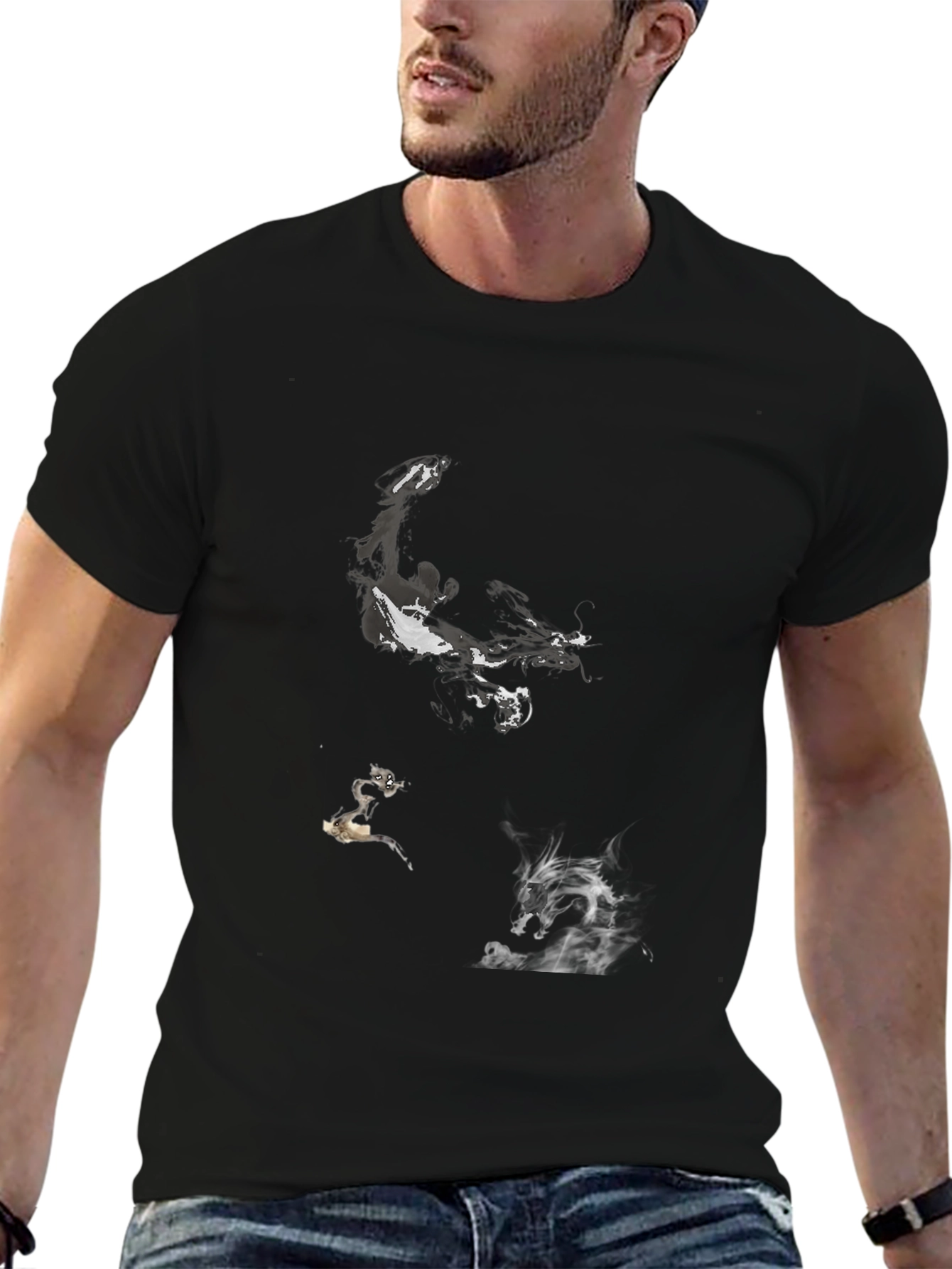 Abstract Art Print Black T-Shirt