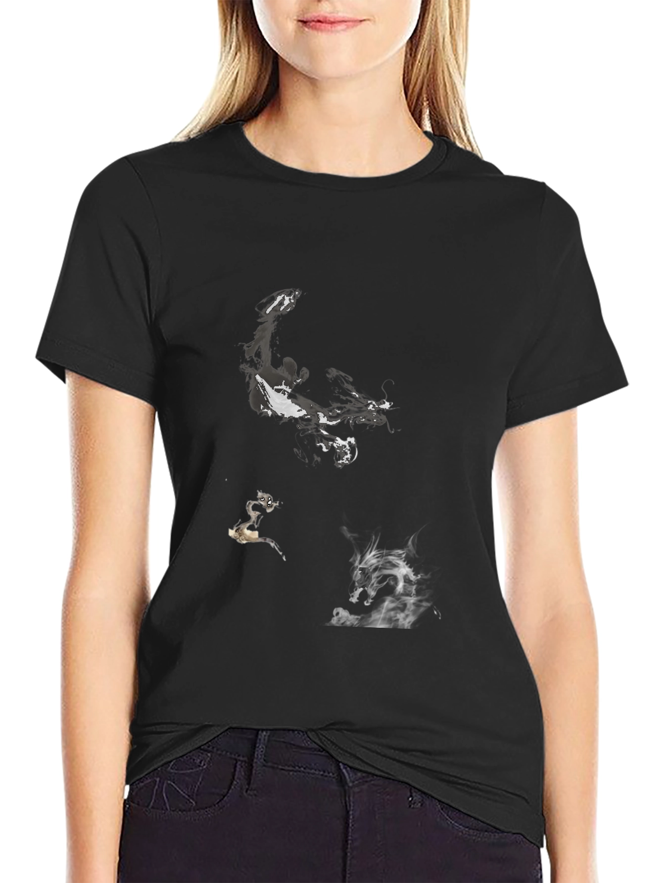 Abstract Art Print Black T-Shirt