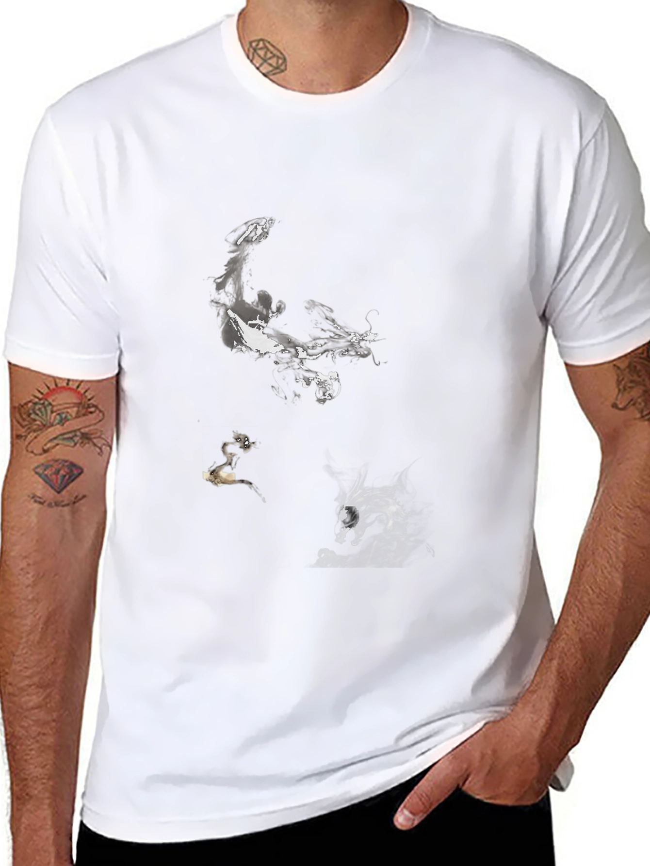 Abstract Art Print Black T-Shirt