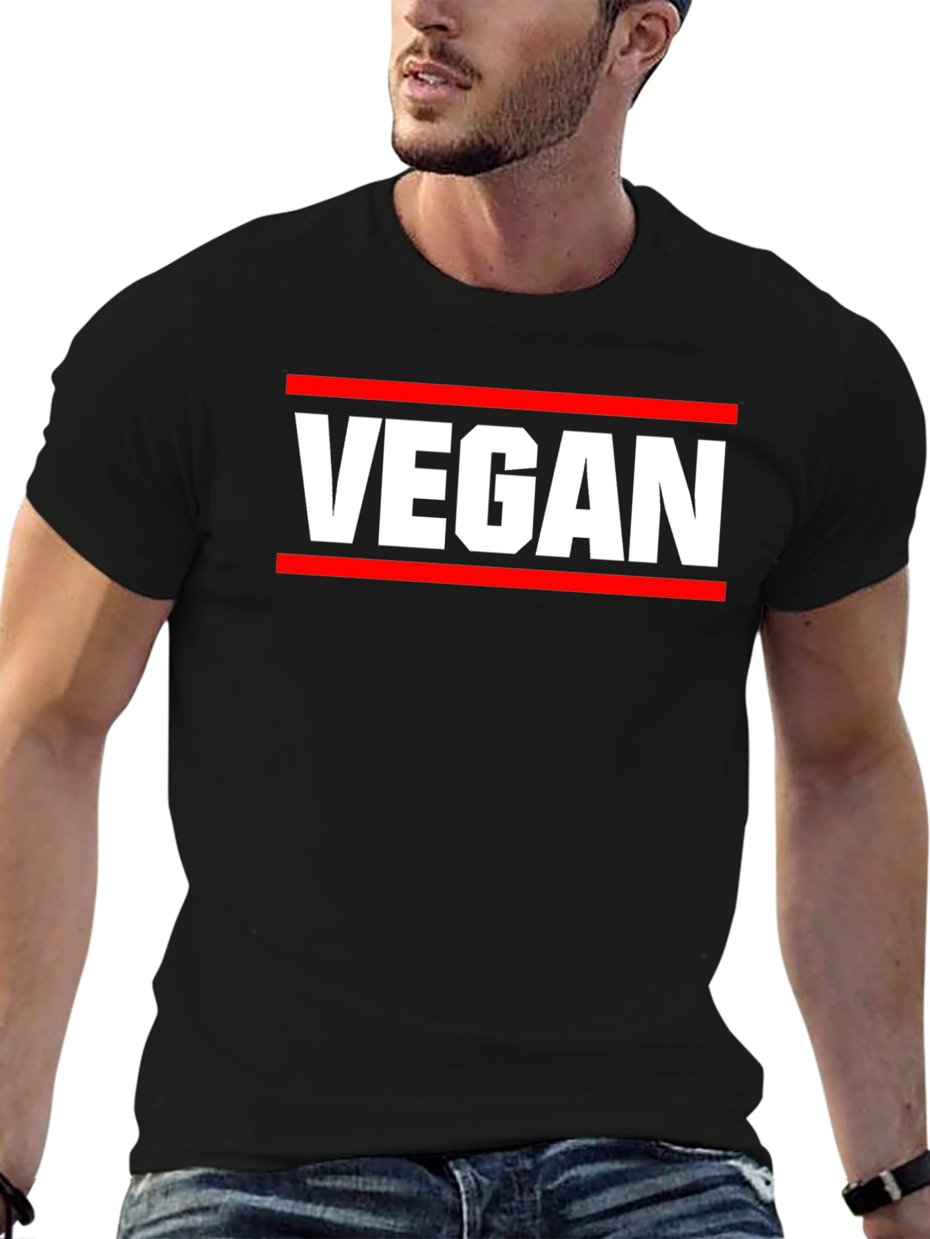 Vegan Statement T-Shirt - Red and White Graphic Tee