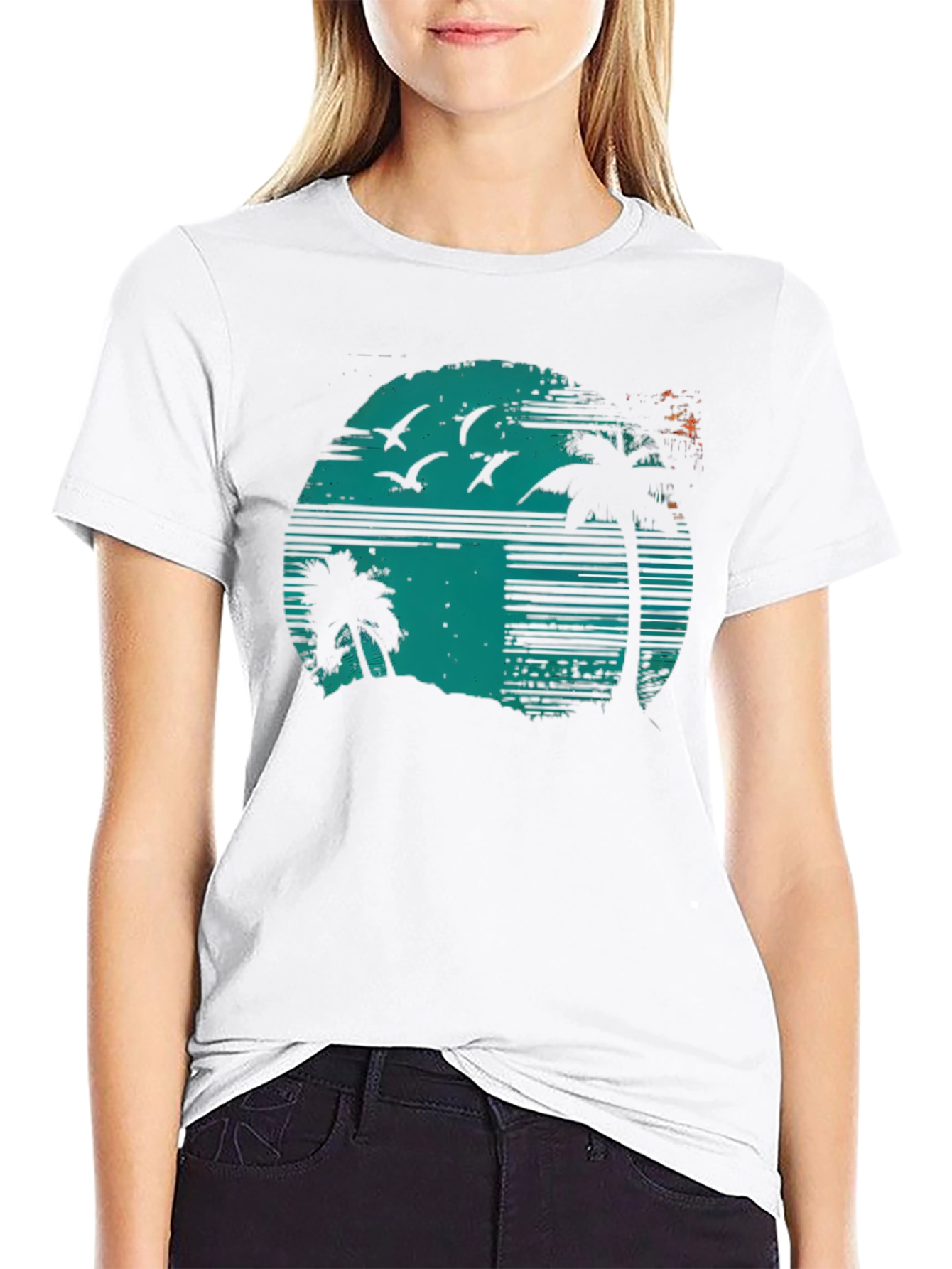 Retro Sunset Palm Tree Graphic Tee