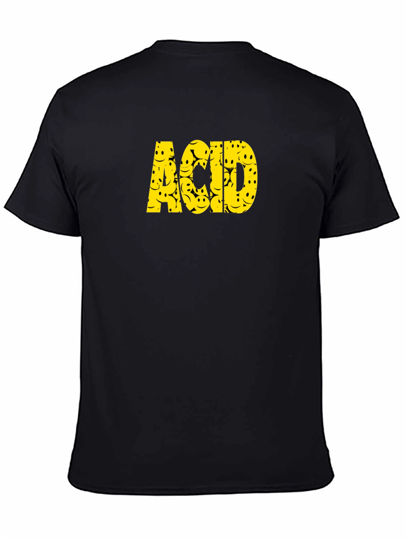 Acid Smiley Face Graphic Tee - Black Cotton T-Shirt