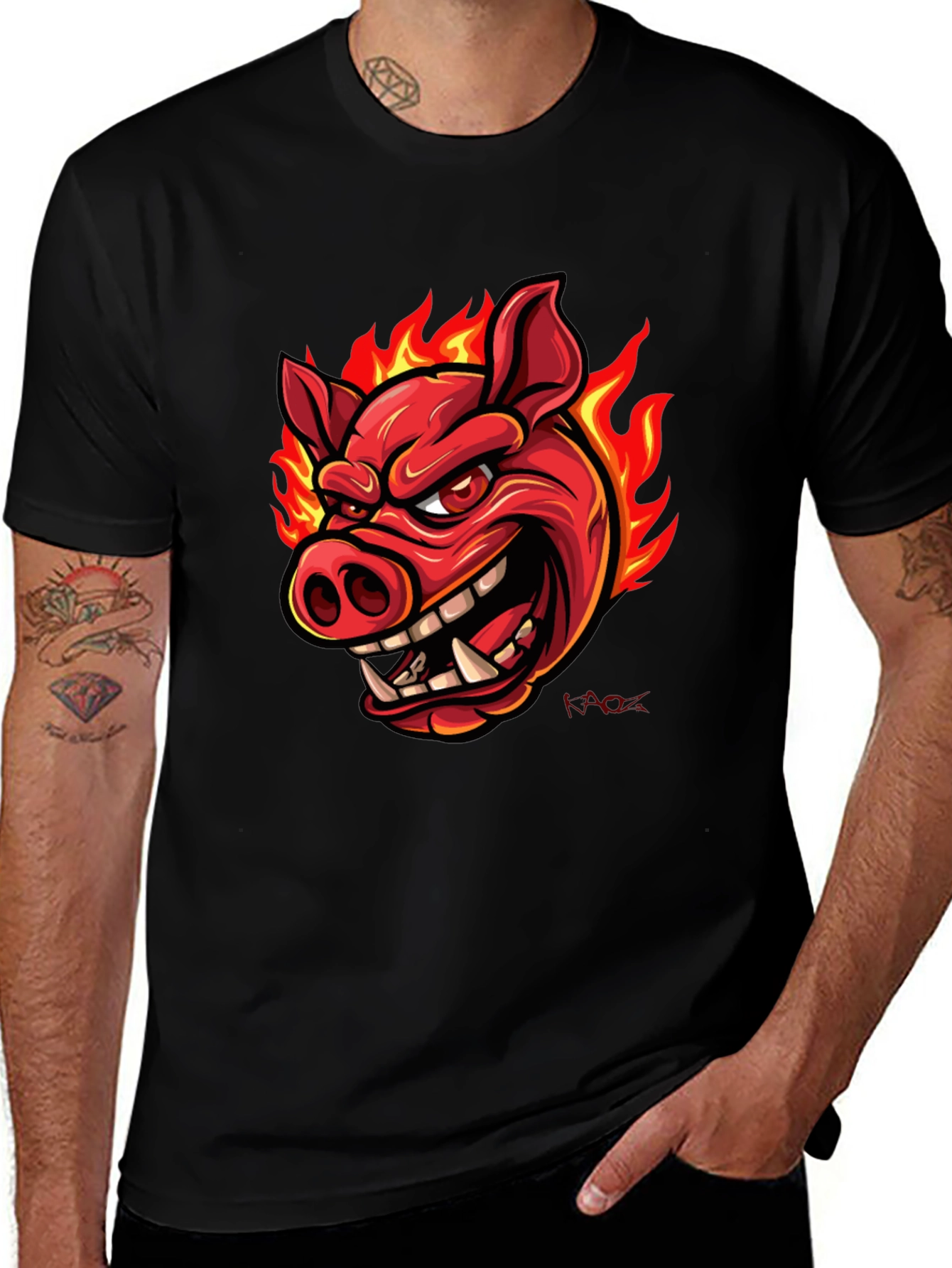 Fiery Pig Graphic T-Shirt