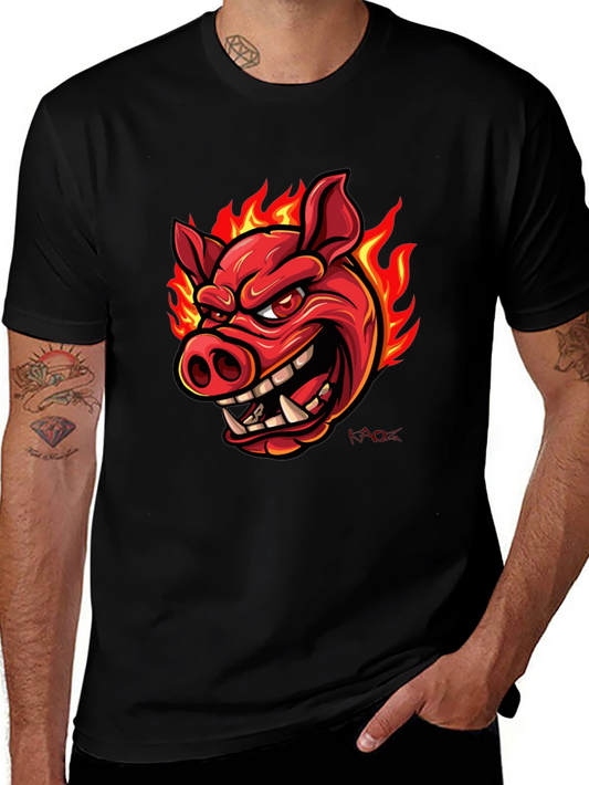 Fiery Pig Graphic T-Shirt