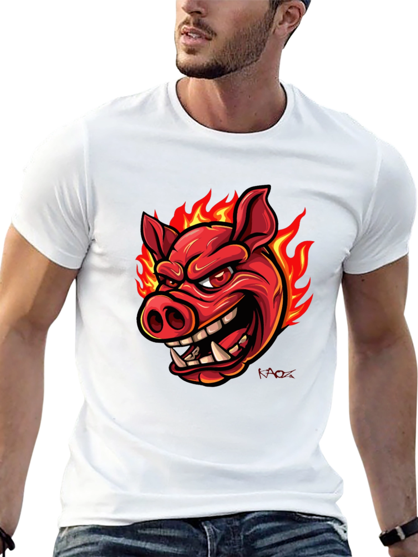 Fiery Pig Graphic T-Shirt