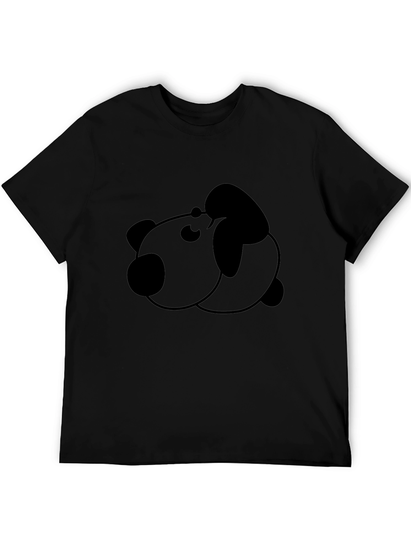 Cute Panda Graphic Tee - Black Cotton Shirt