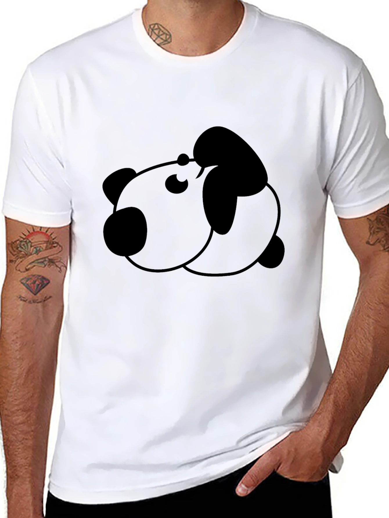 Cute Panda Graphic Tee - Black Cotton Shirt