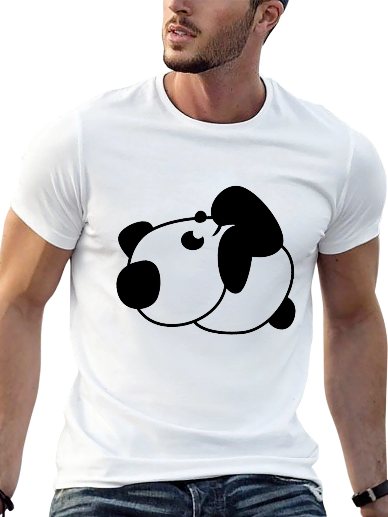 Cute Panda Graphic Tee - Black Cotton Shirt