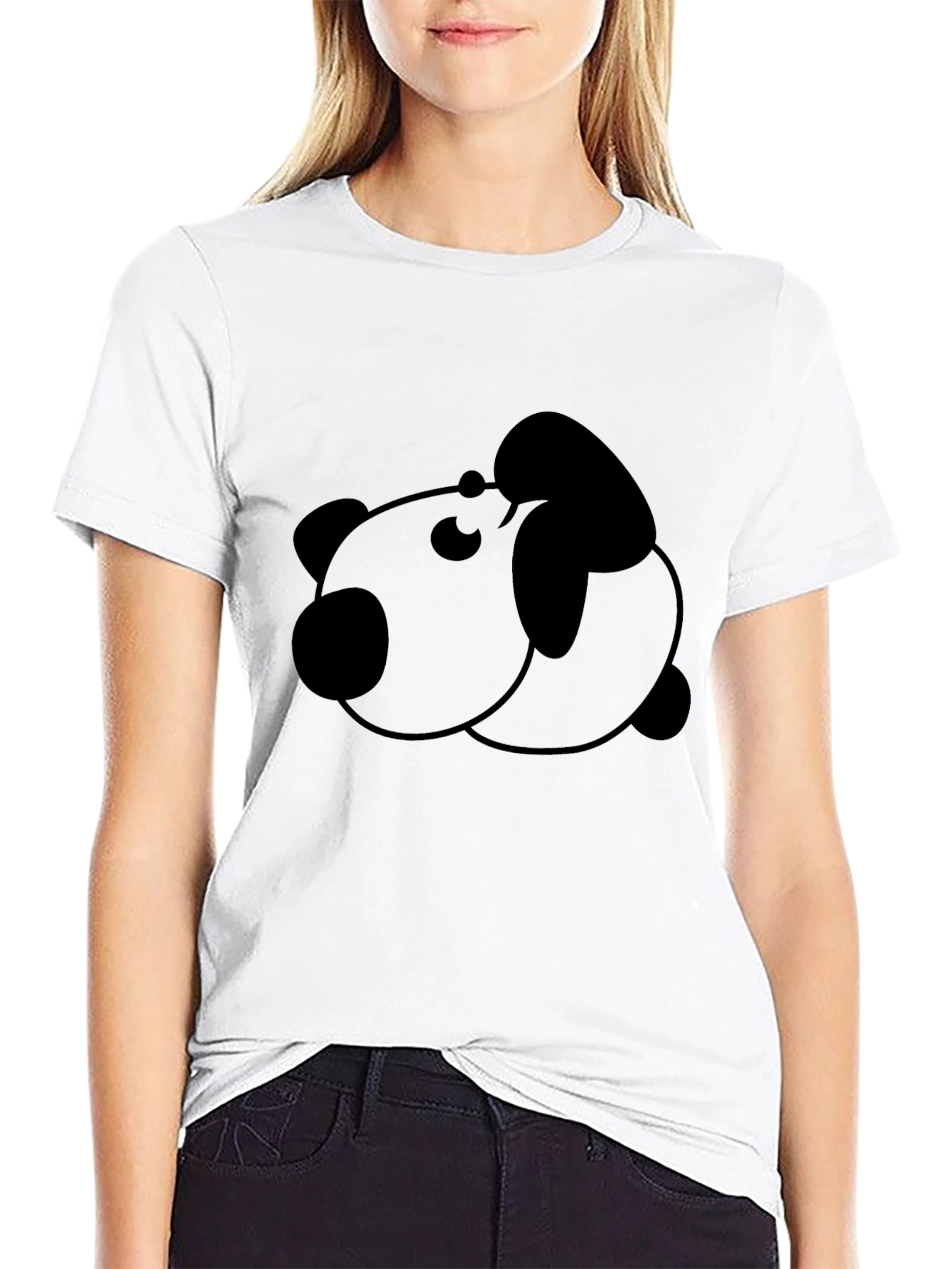 Cute Panda Graphic Tee - Black Cotton Shirt