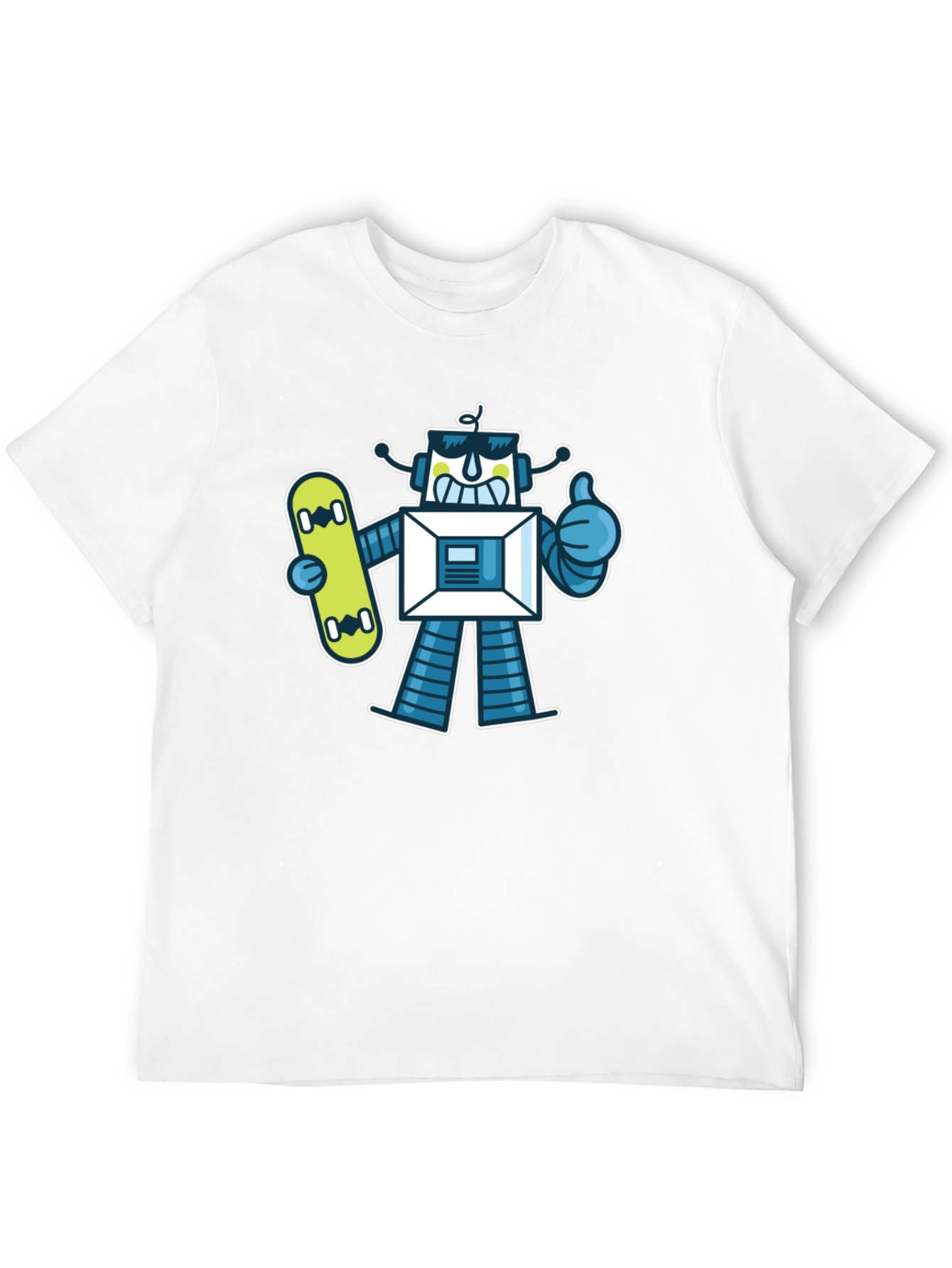 Cool Robot Skateboarder Graphic Tee - Black