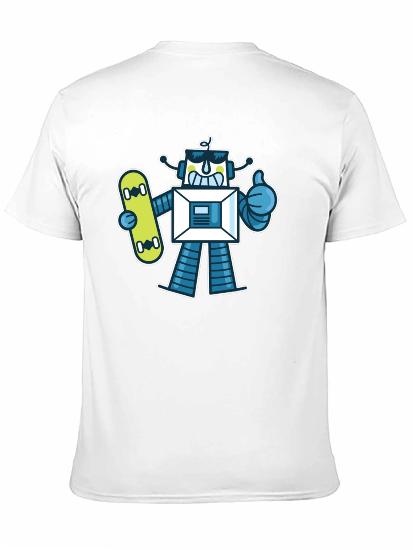 Cool Robot Skateboarder Graphic Tee - Black