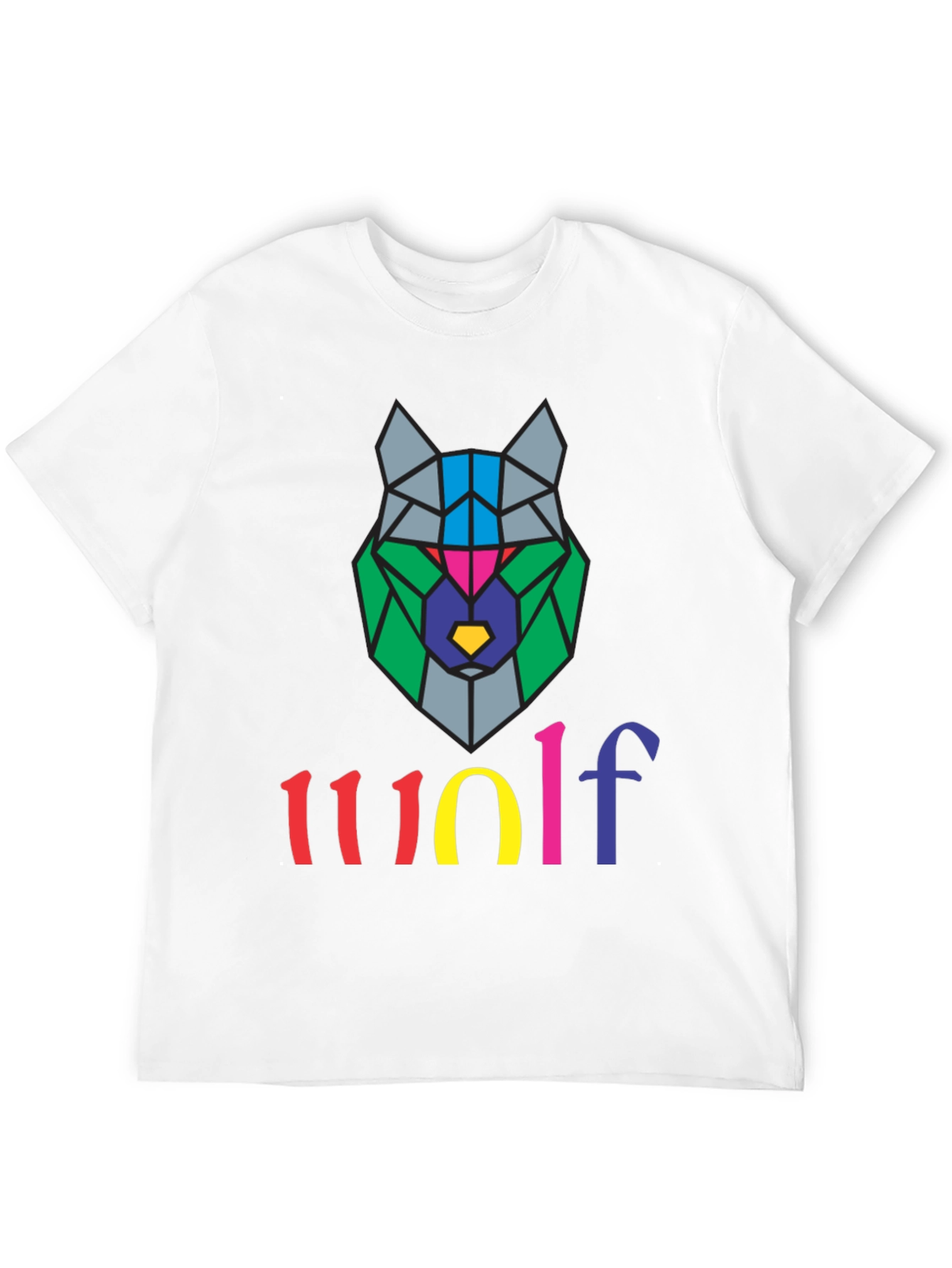 Geometric Wolf Graphic Tee - Stylish Mens T-Shirt