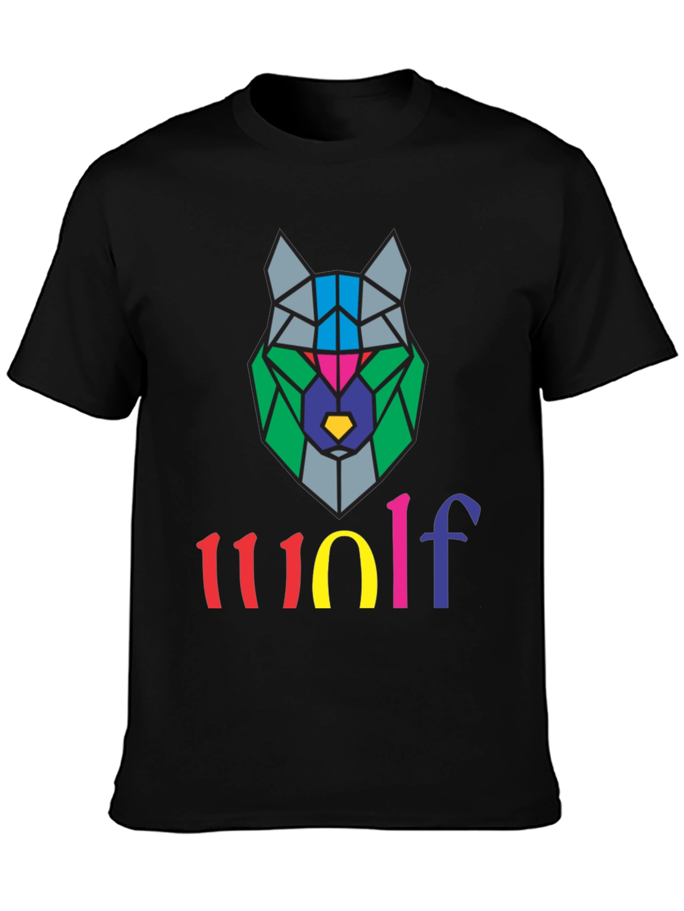 Geometric Wolf Graphic Tee - Stylish Mens T-Shirt