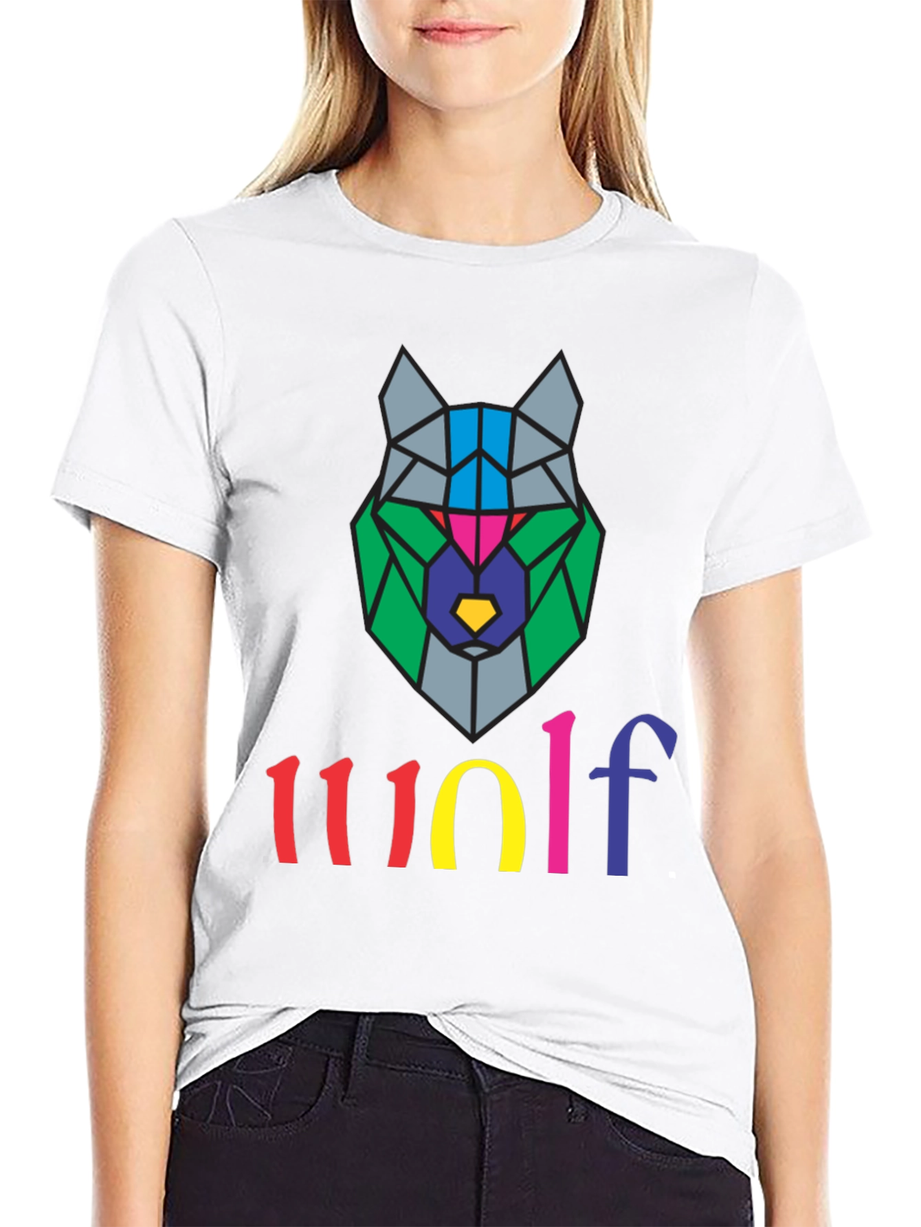Geometric Wolf Graphic Tee - Stylish Mens T-Shirt
