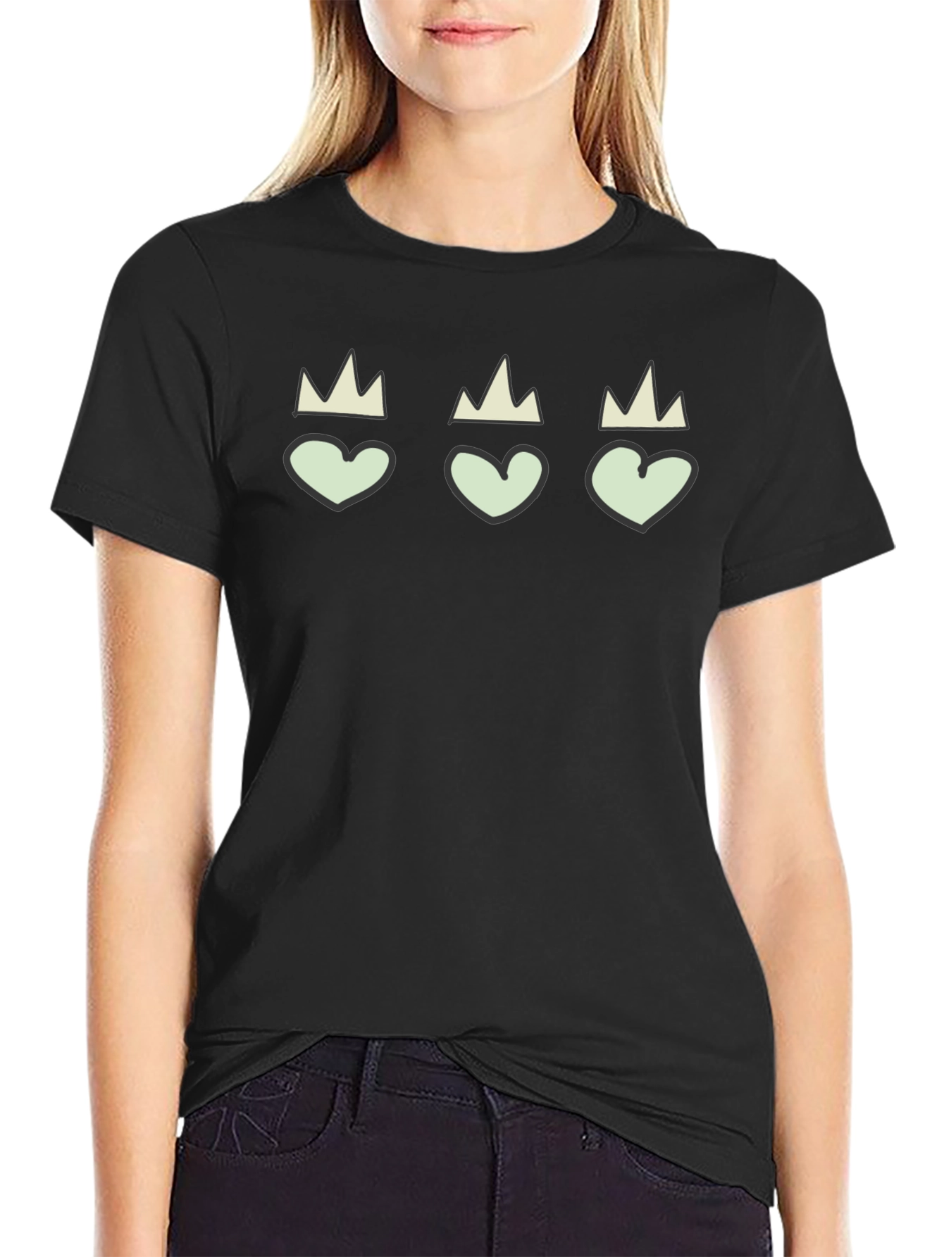 Hearts with Crowns Black Graphic Tee