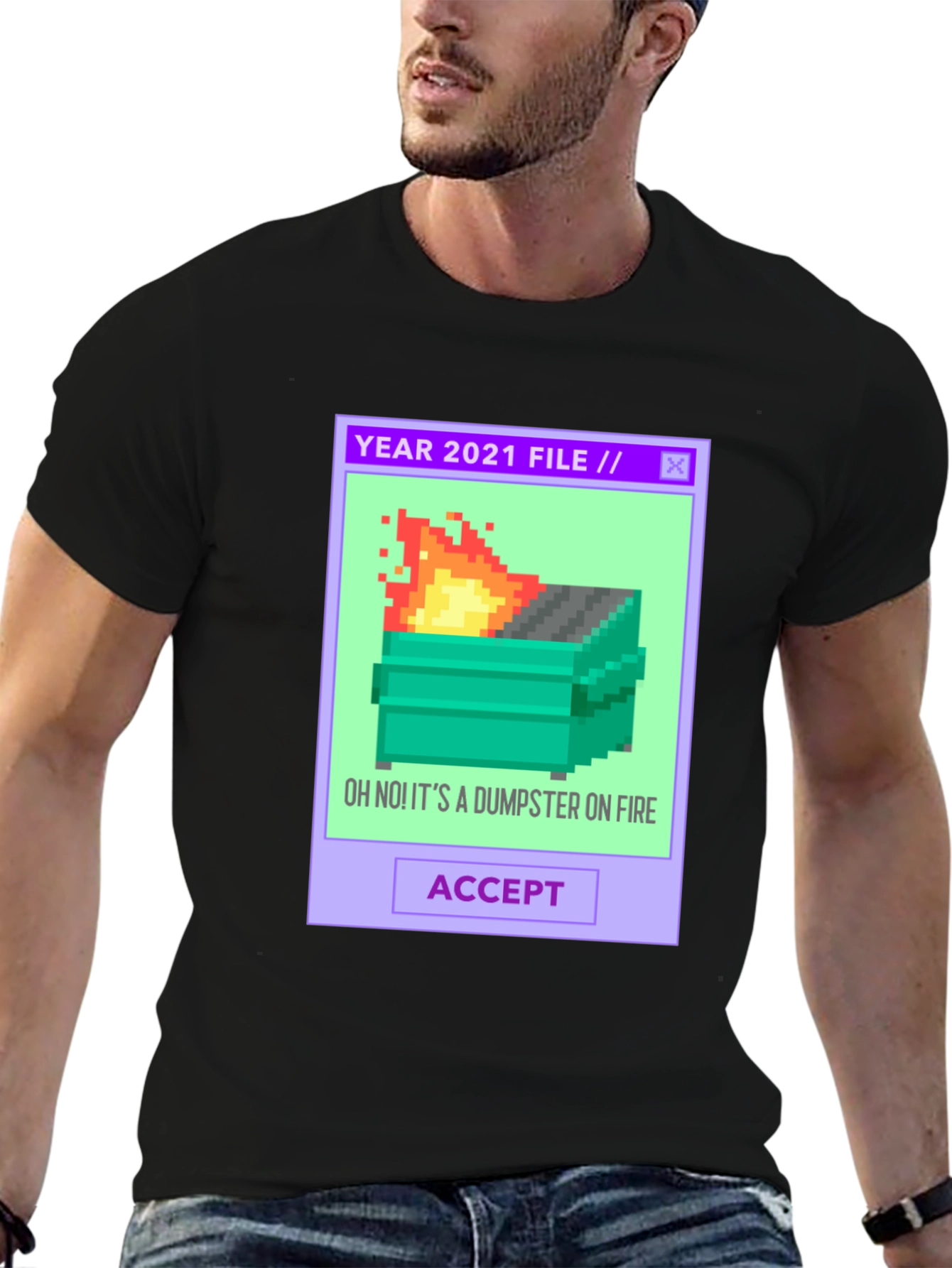 2021 Dumpster Fire Pixel Art T-Shirt
