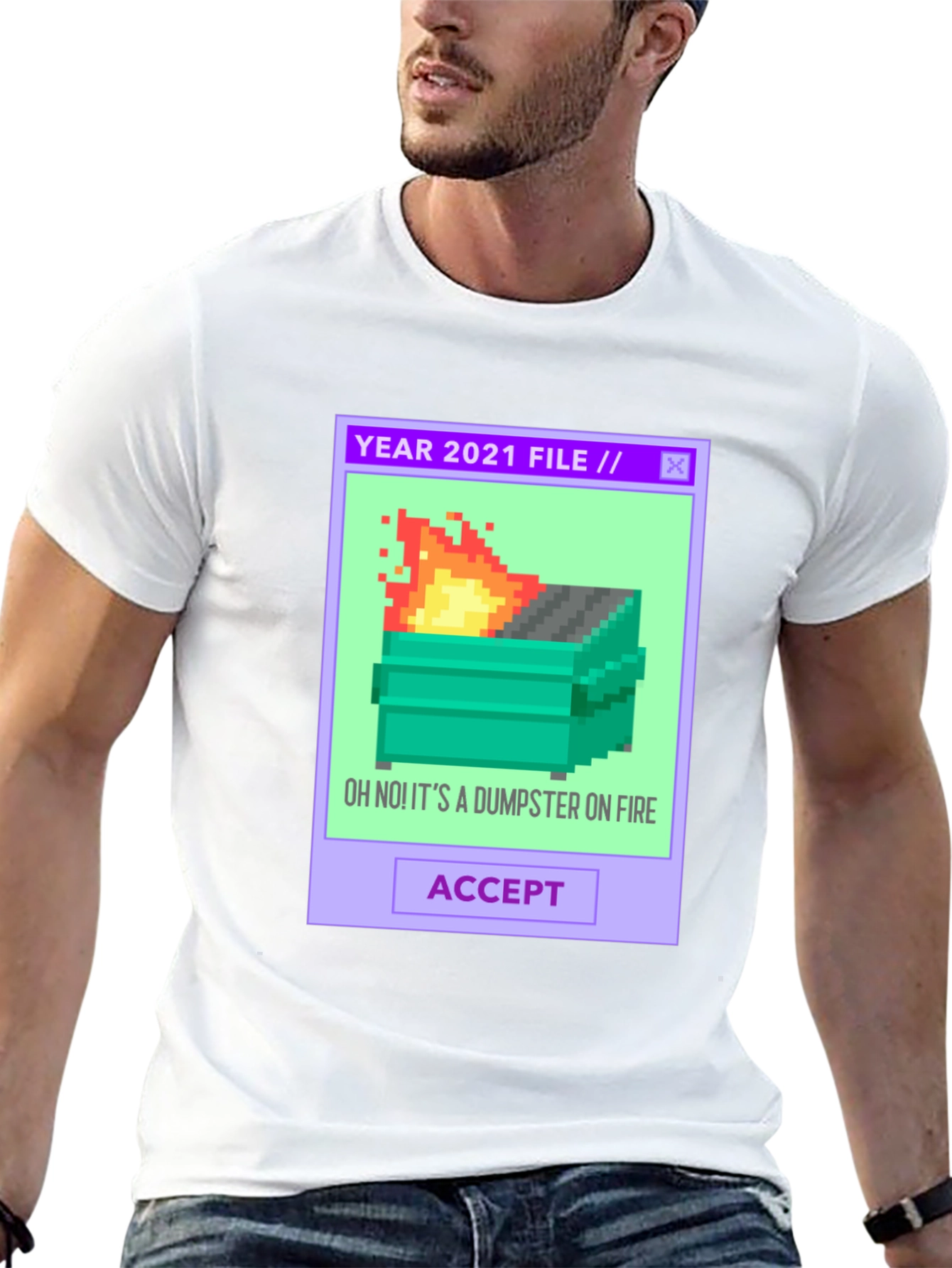 2021 Dumpster Fire Pixel Art T-Shirt