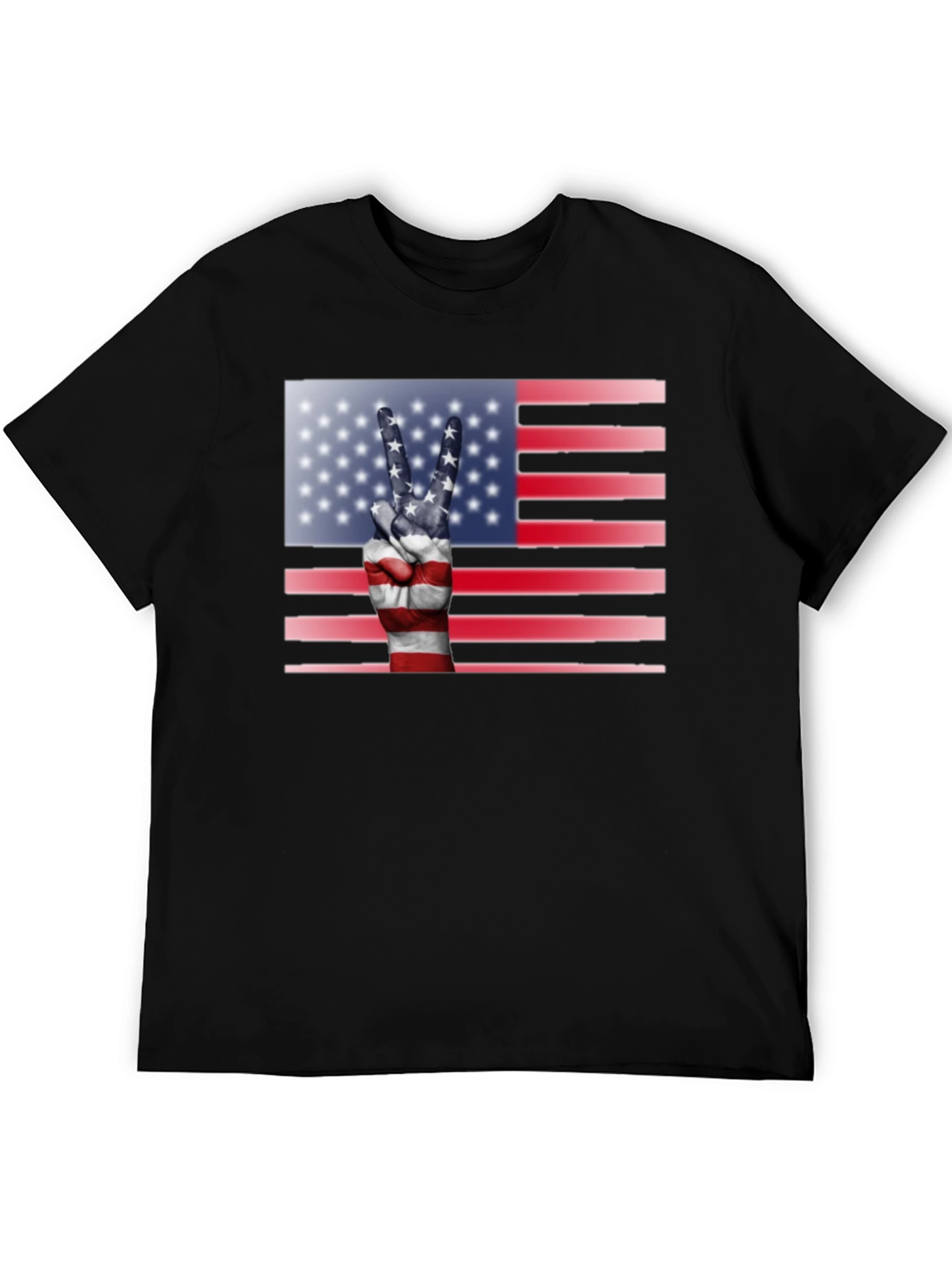 Patriotic Peace Sign USA Flag Graphic T-Shirt