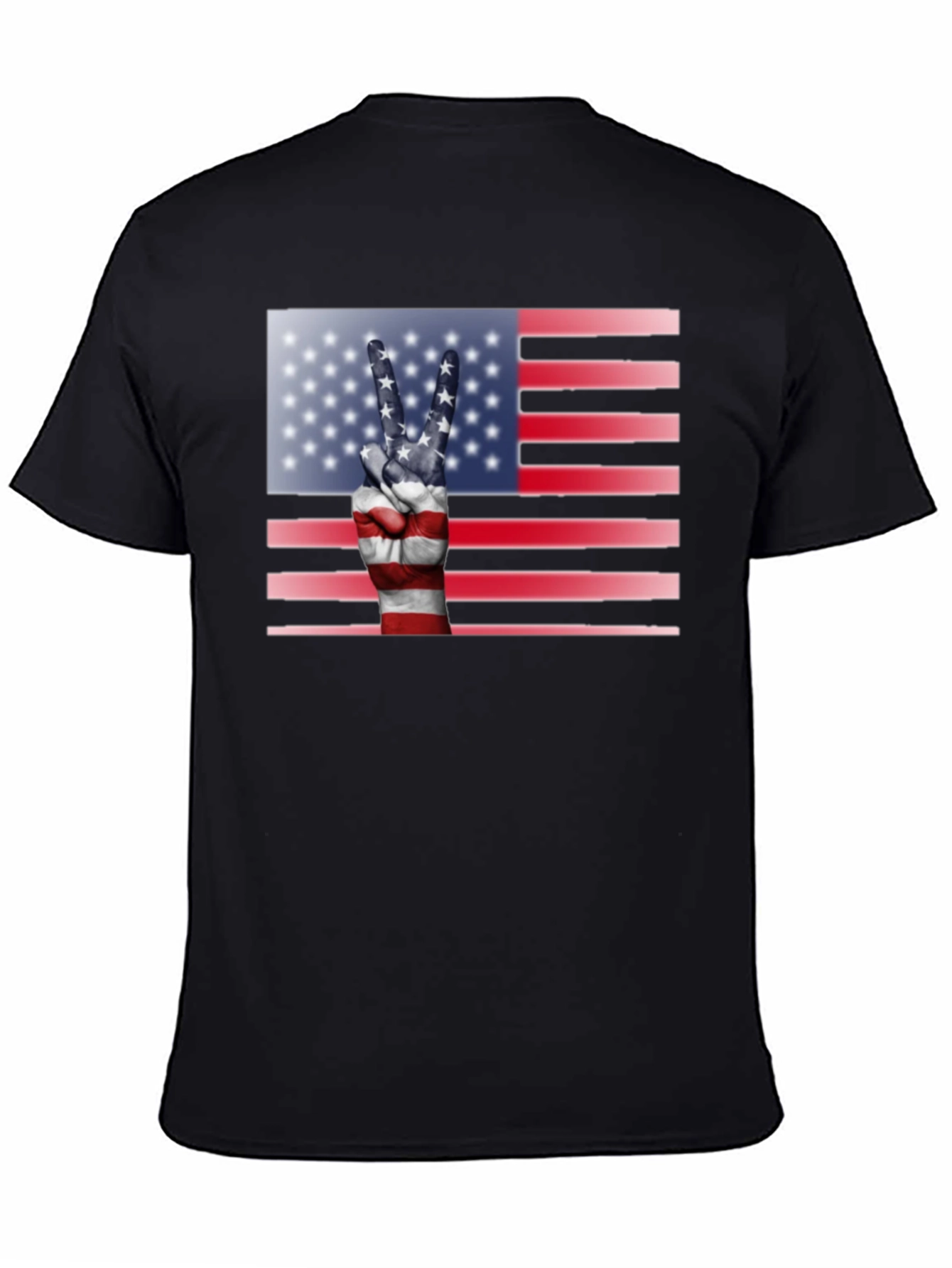Patriotic Peace Sign USA Flag Graphic T-Shirt