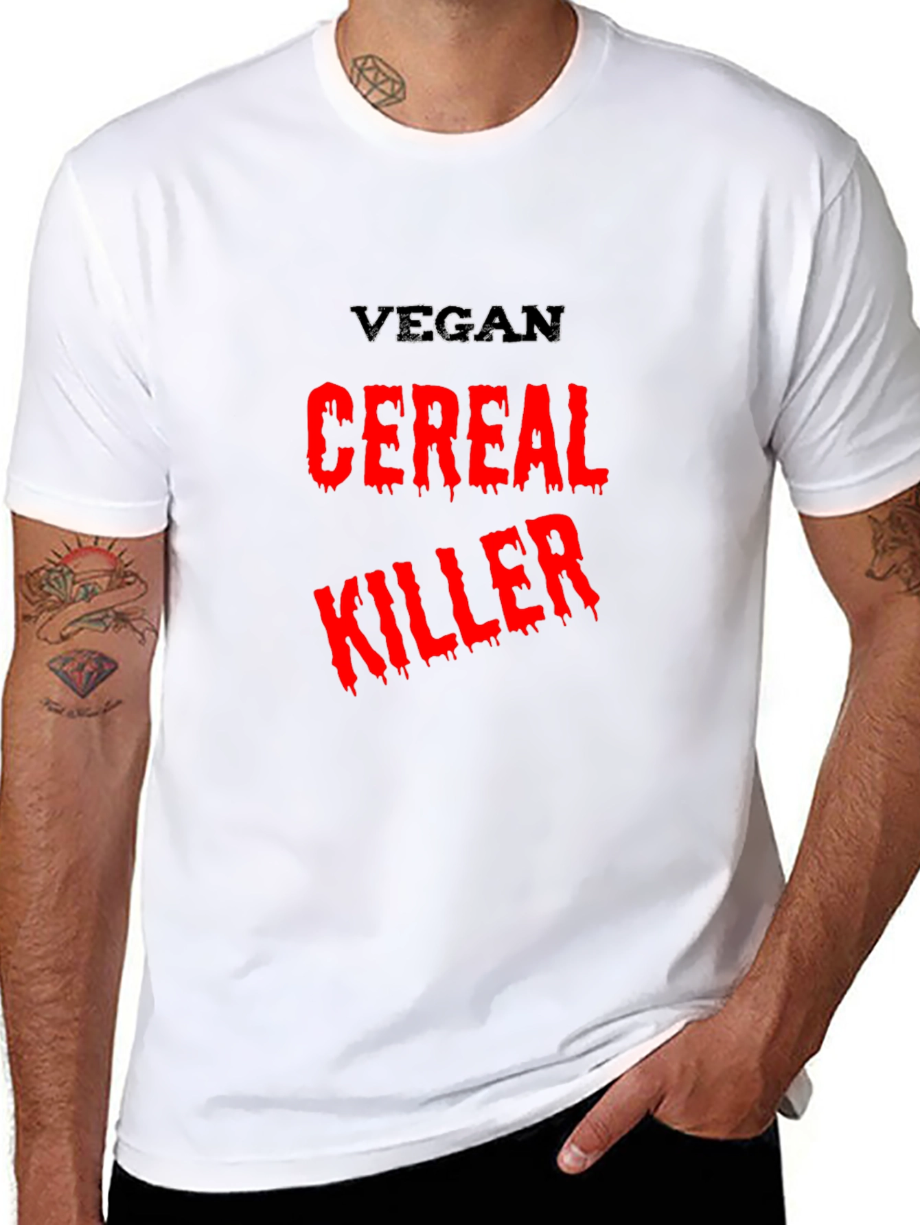 Vegan Cereal Killer Black T-Shirt Graphic Novelty