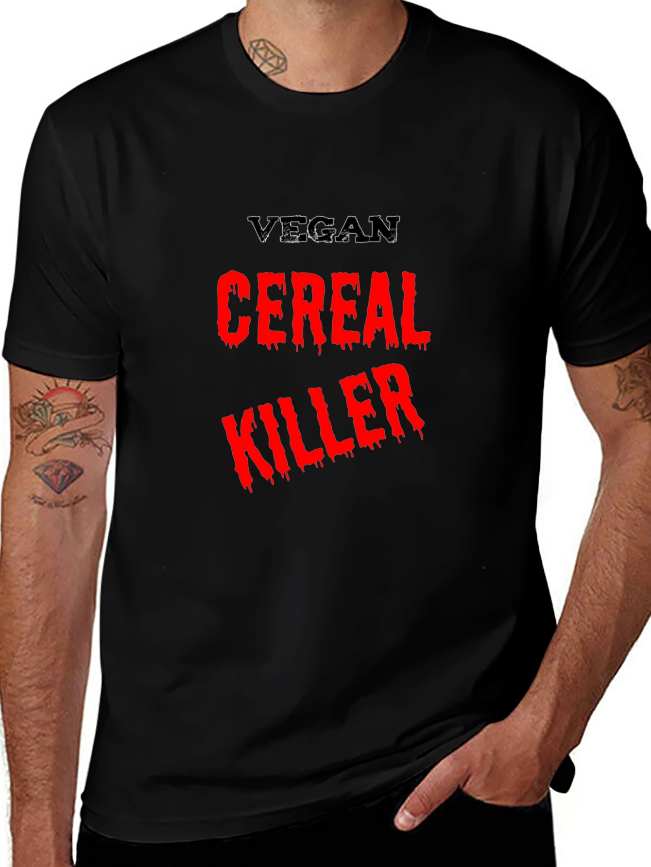 Vegan Cereal Killer Black T-Shirt Graphic Novelty
