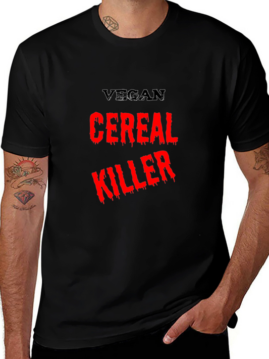 Vegan Cereal Killer Black T-Shirt Graphic Novelty