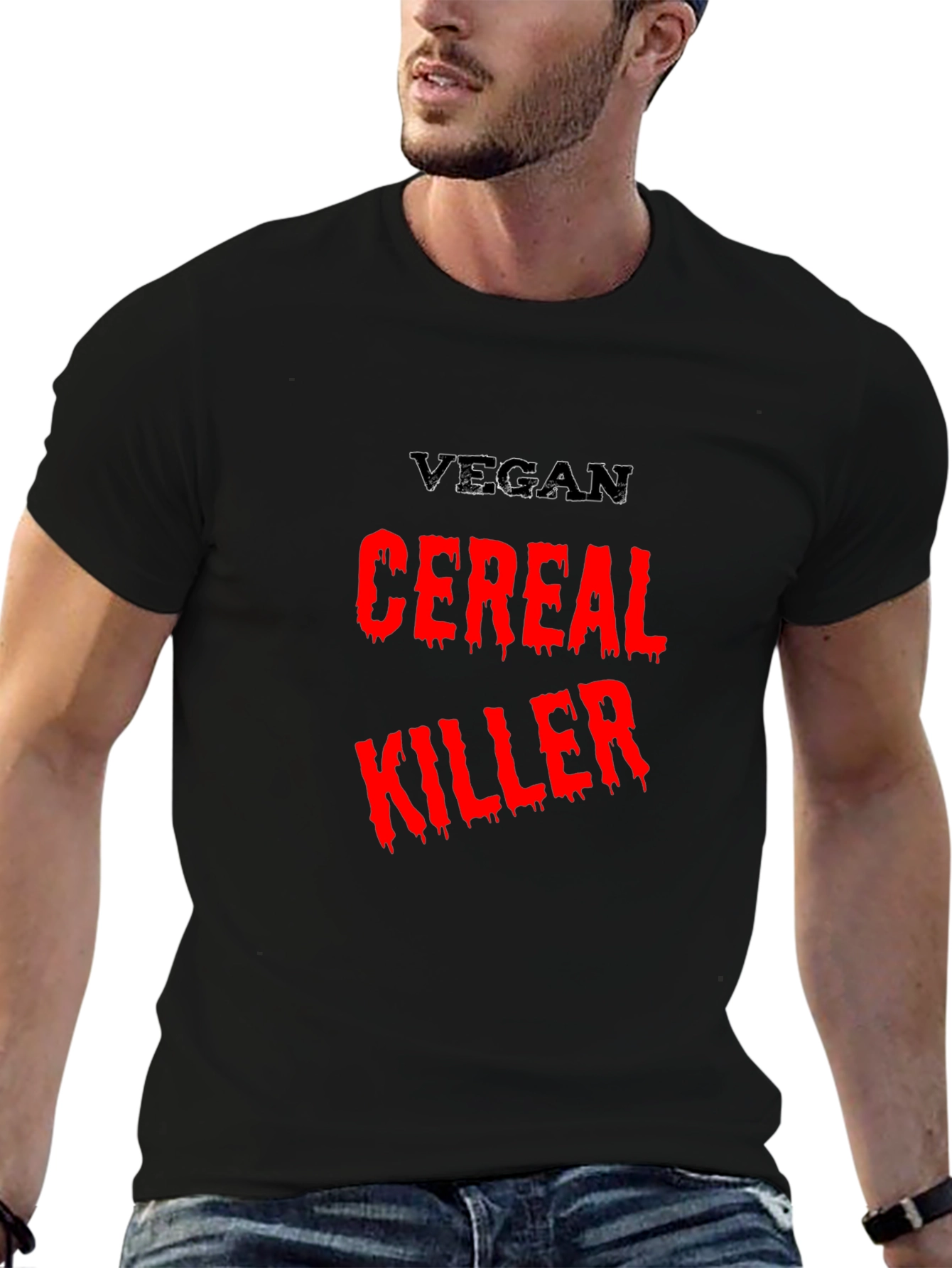 Vegan Cereal Killer Black T-Shirt Graphic Novelty