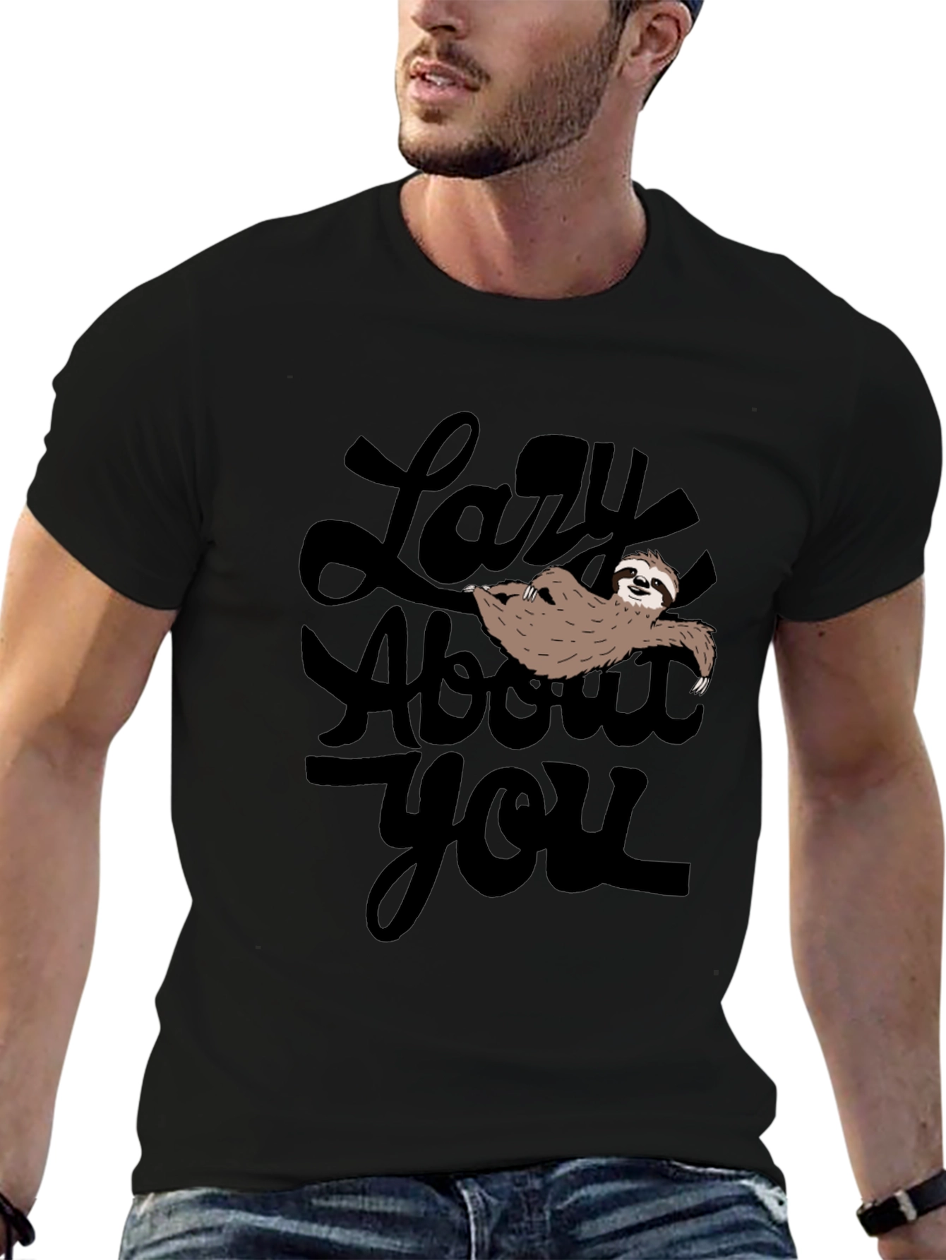 Lazy About You Sloth Graphic T-Shirt