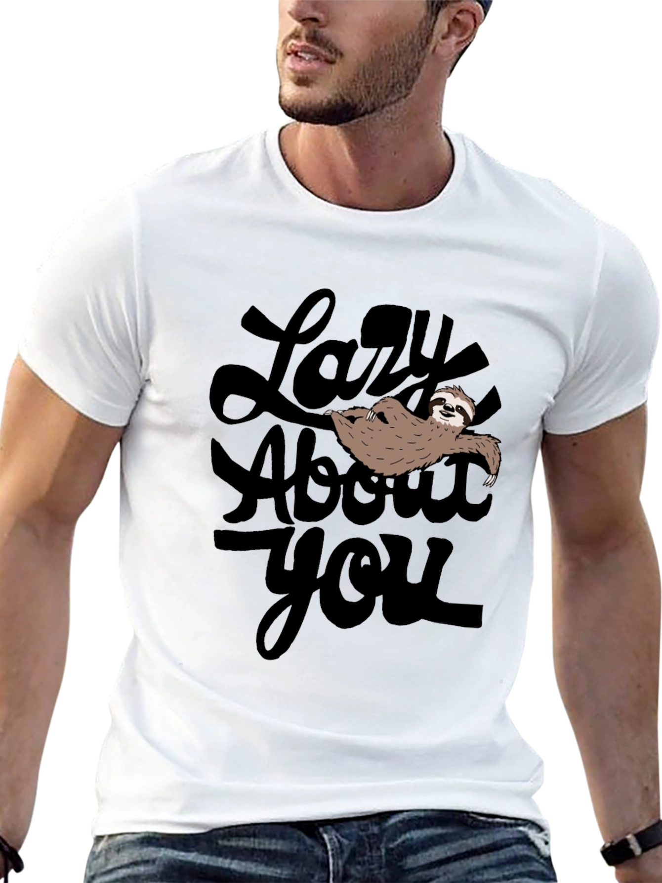 Lazy About You Sloth Graphic T-Shirt
