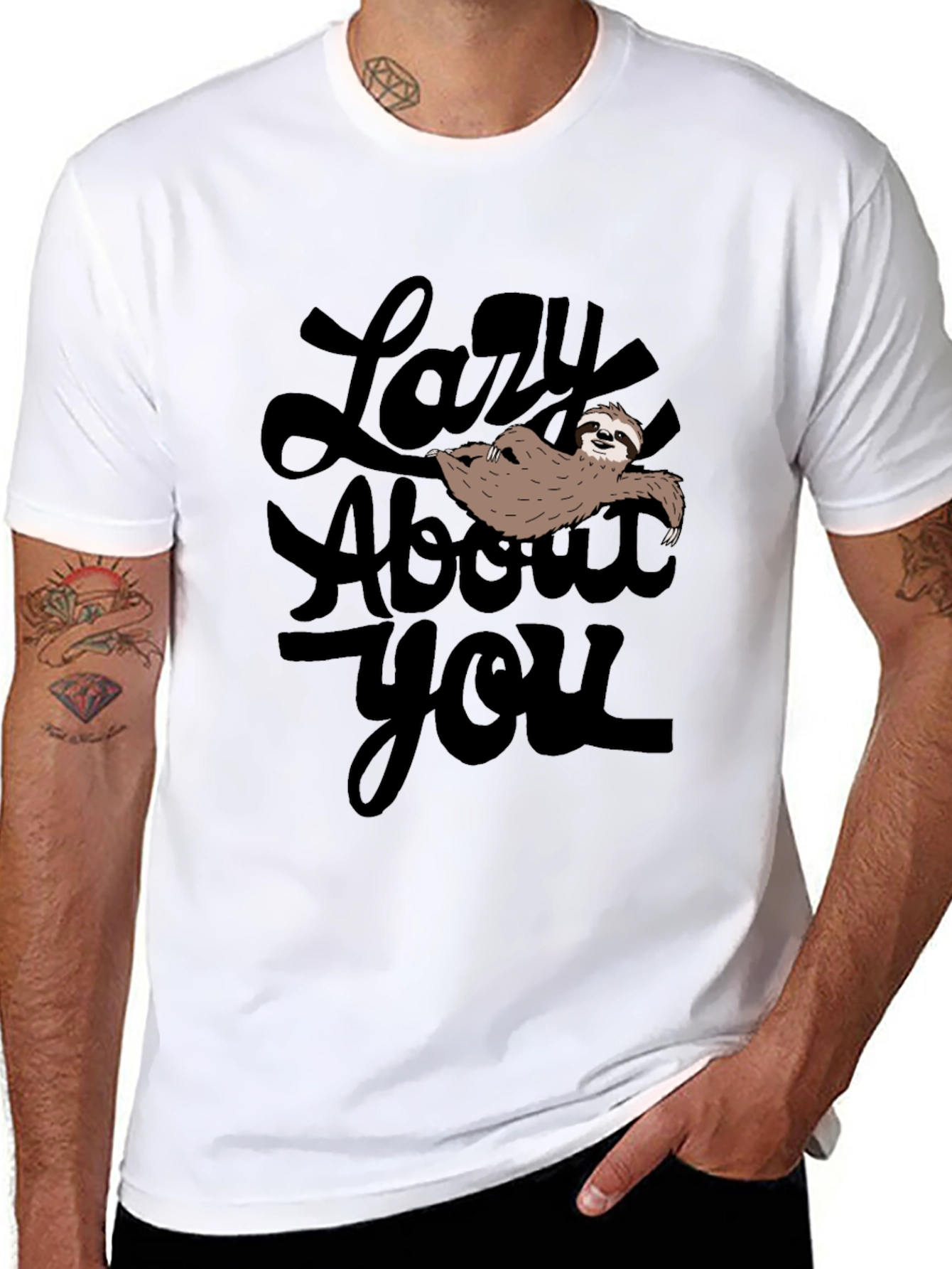 Lazy About You Sloth Graphic T-Shirt