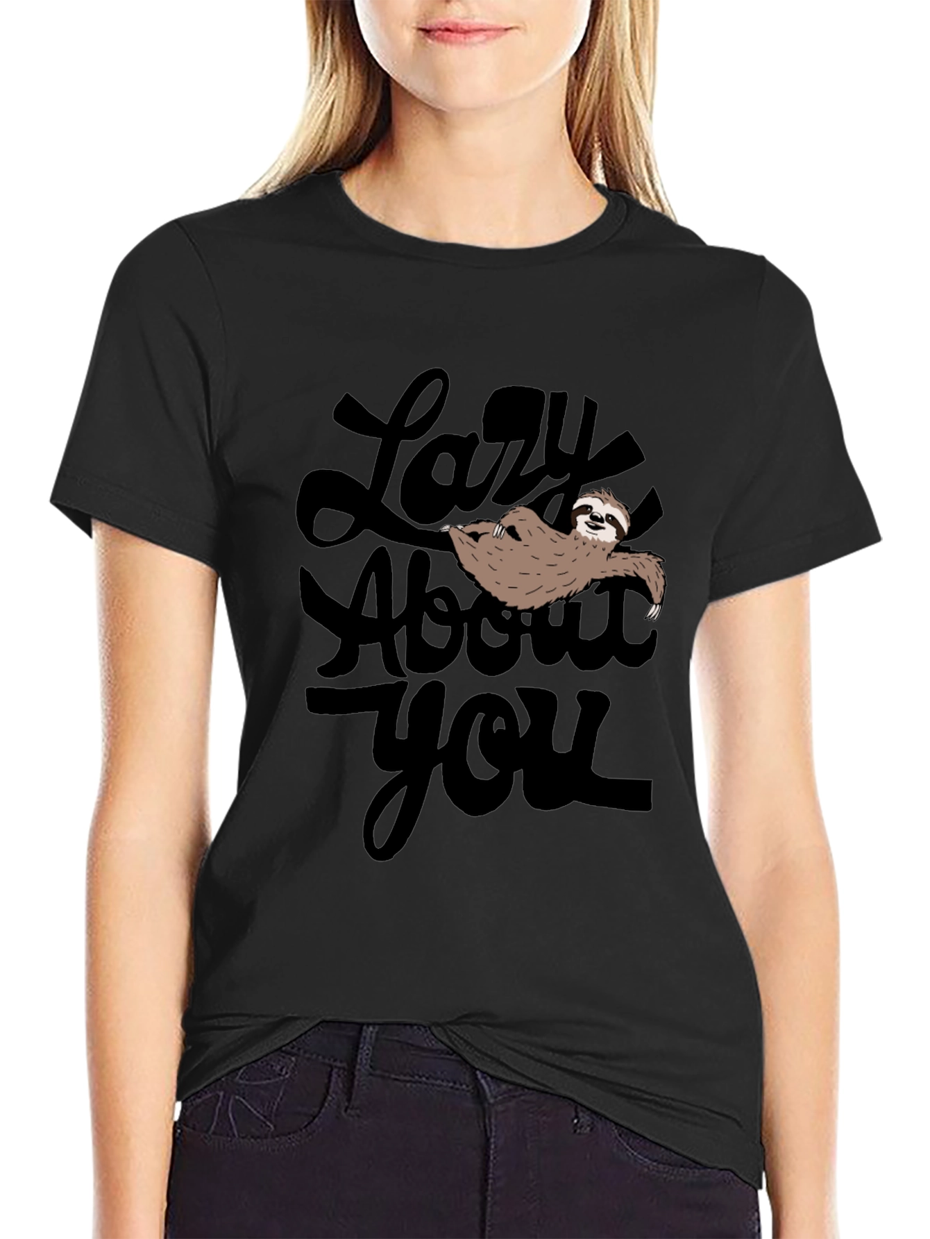 Lazy About You Sloth Graphic T-Shirt