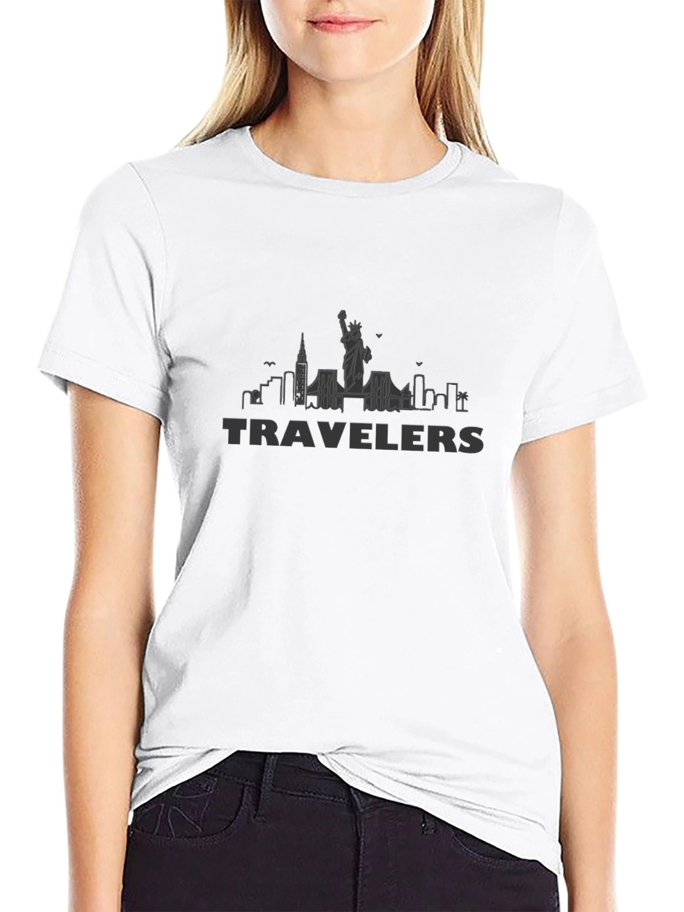 Travelers Graphic T-Shirt - Black Crew Neck Tee